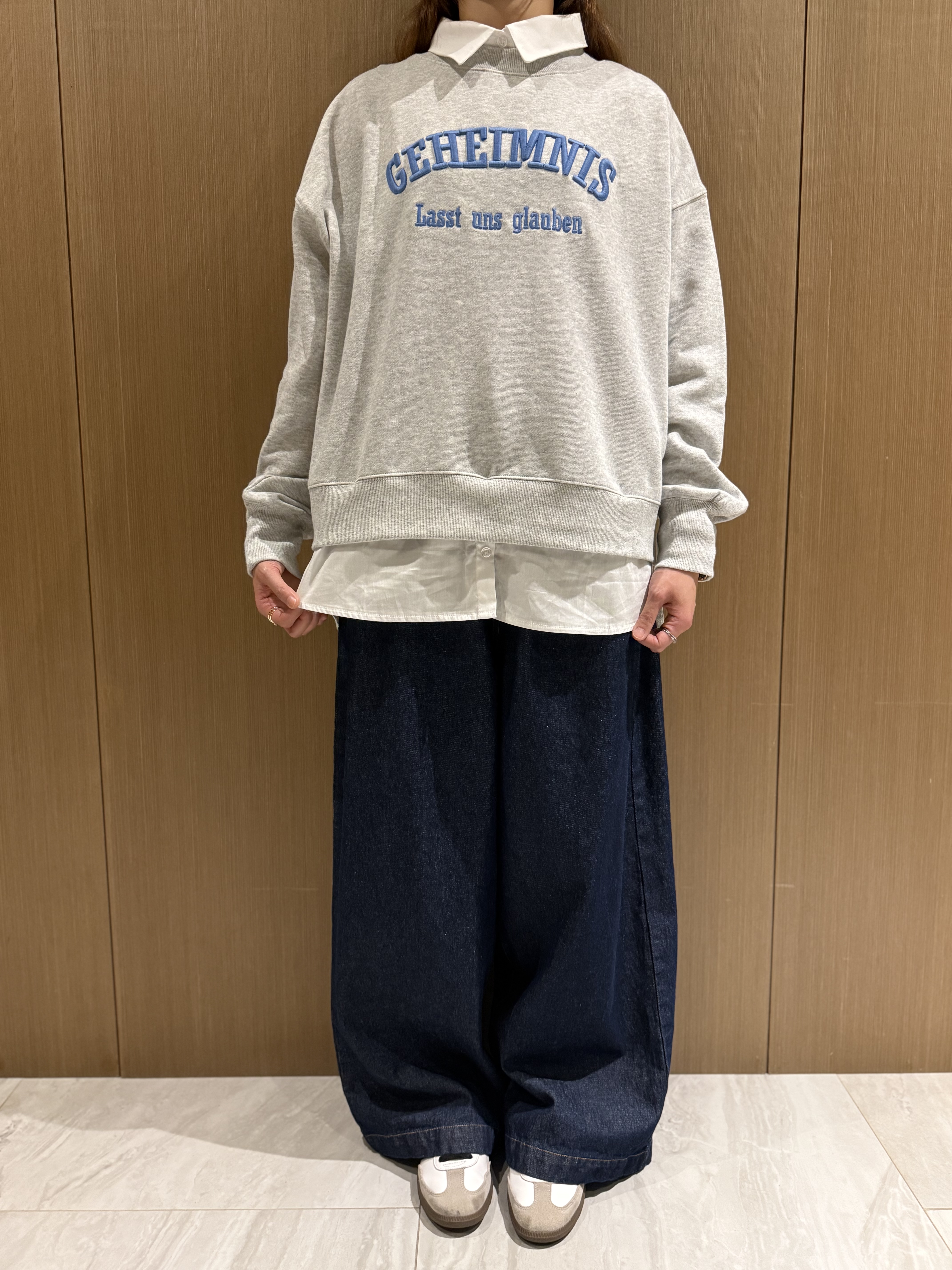 可拆領假兩件衛衣（淺灰色）