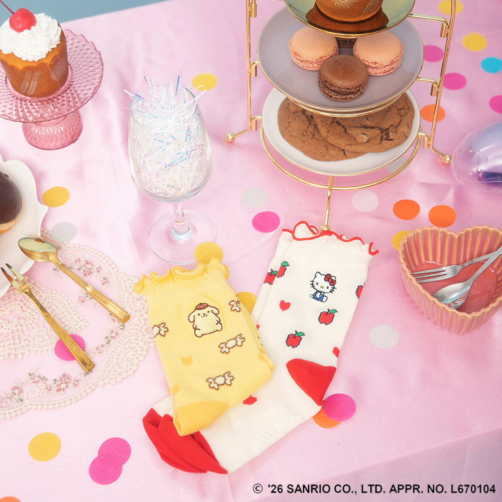 🆕【⭐訂購⭐】 🇯🇵日本直送 #Kitty / #Pompompurin 綑邊刺繡短襪［2款選］ [ELGA-0070][260813]