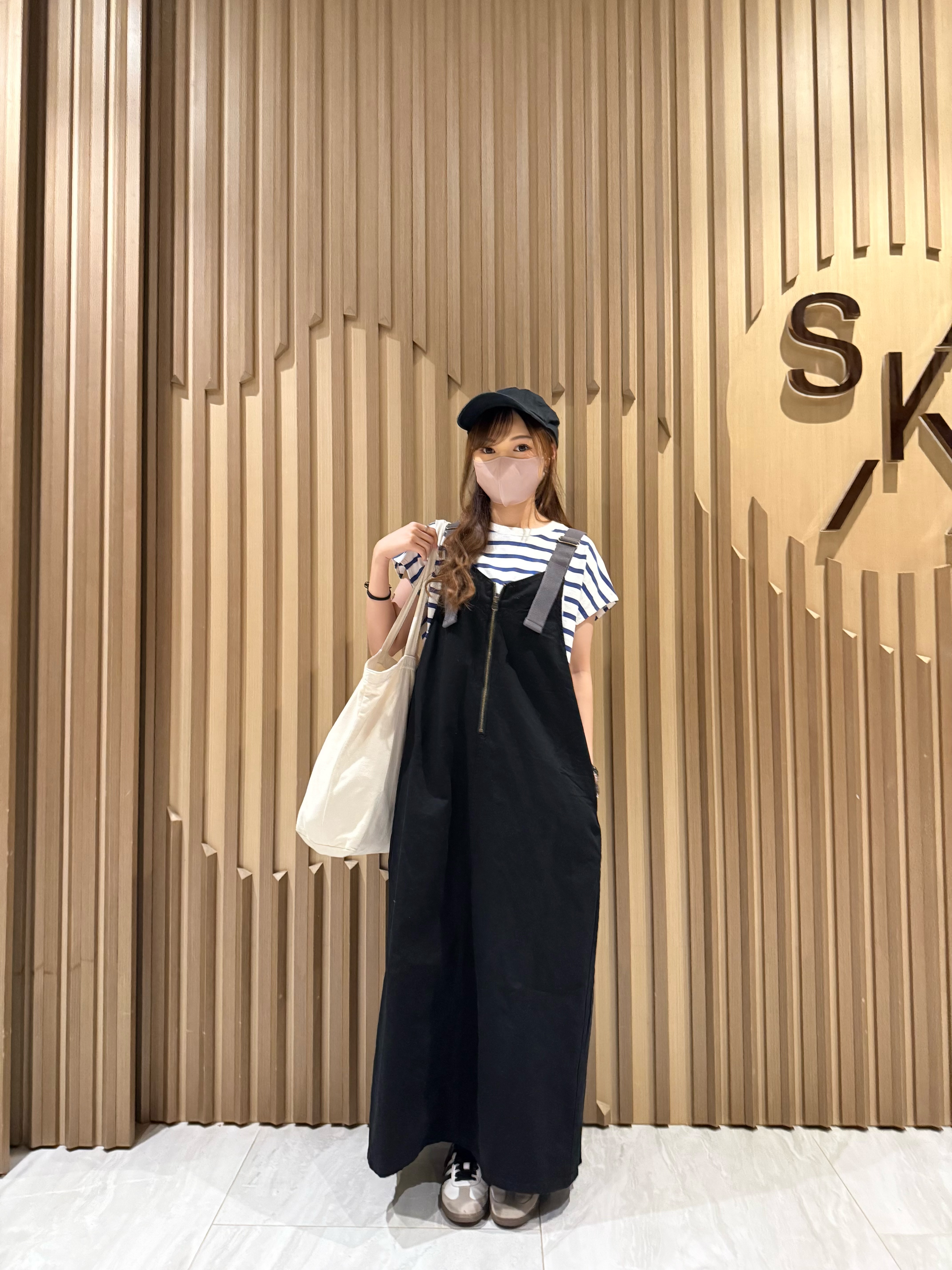 撞色肩帶工人裙（黑𝐱灰）