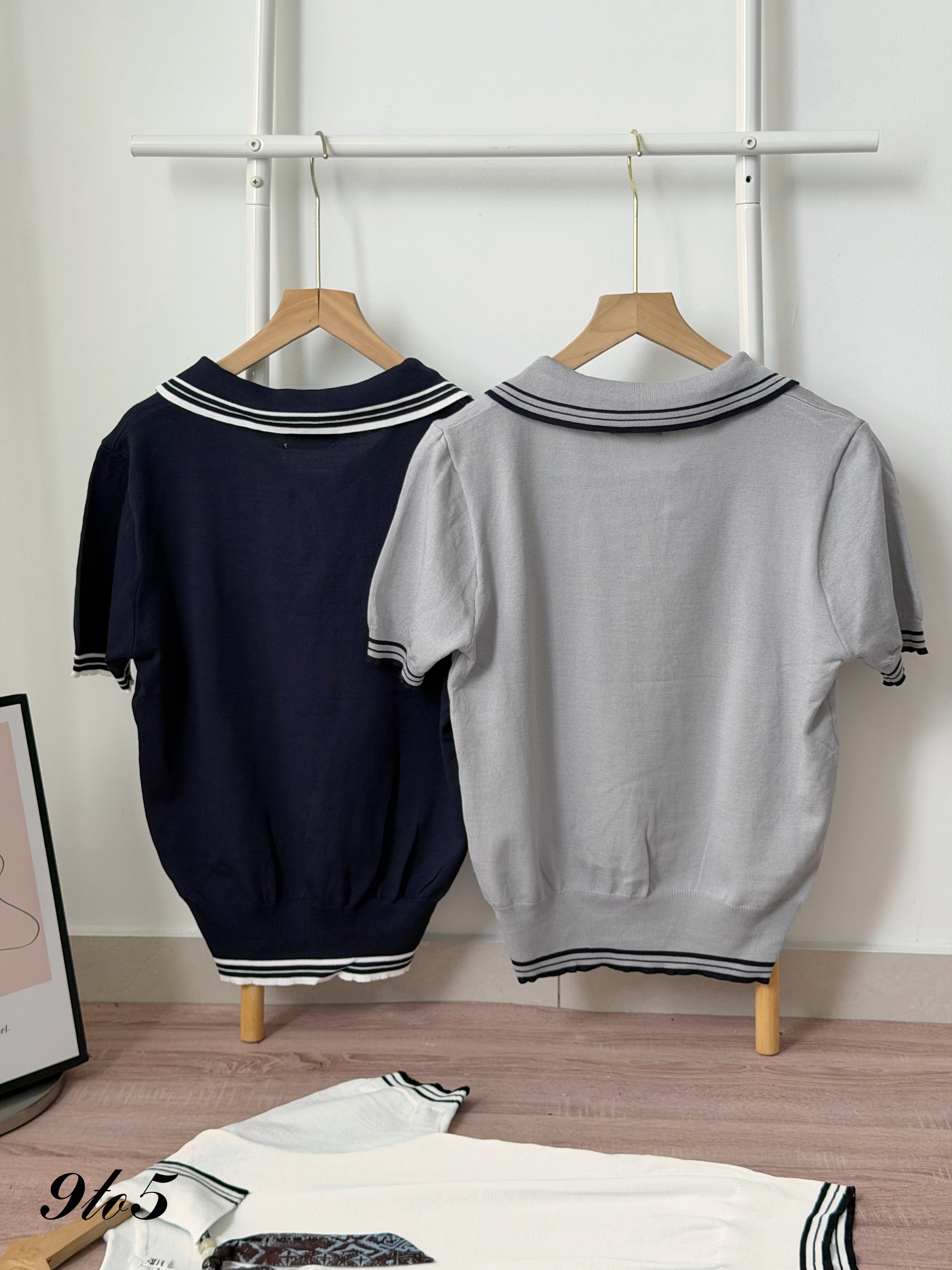 T4513 Preppy Style Knit Polo Top - 3 Colors 