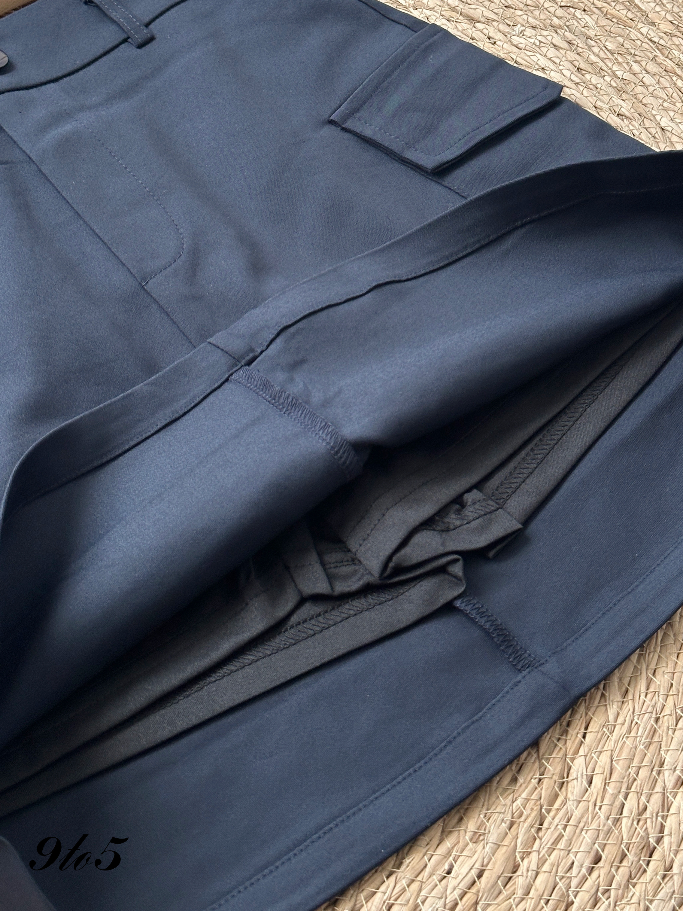 S1903 A Line Short Skirt - Blue & Grey