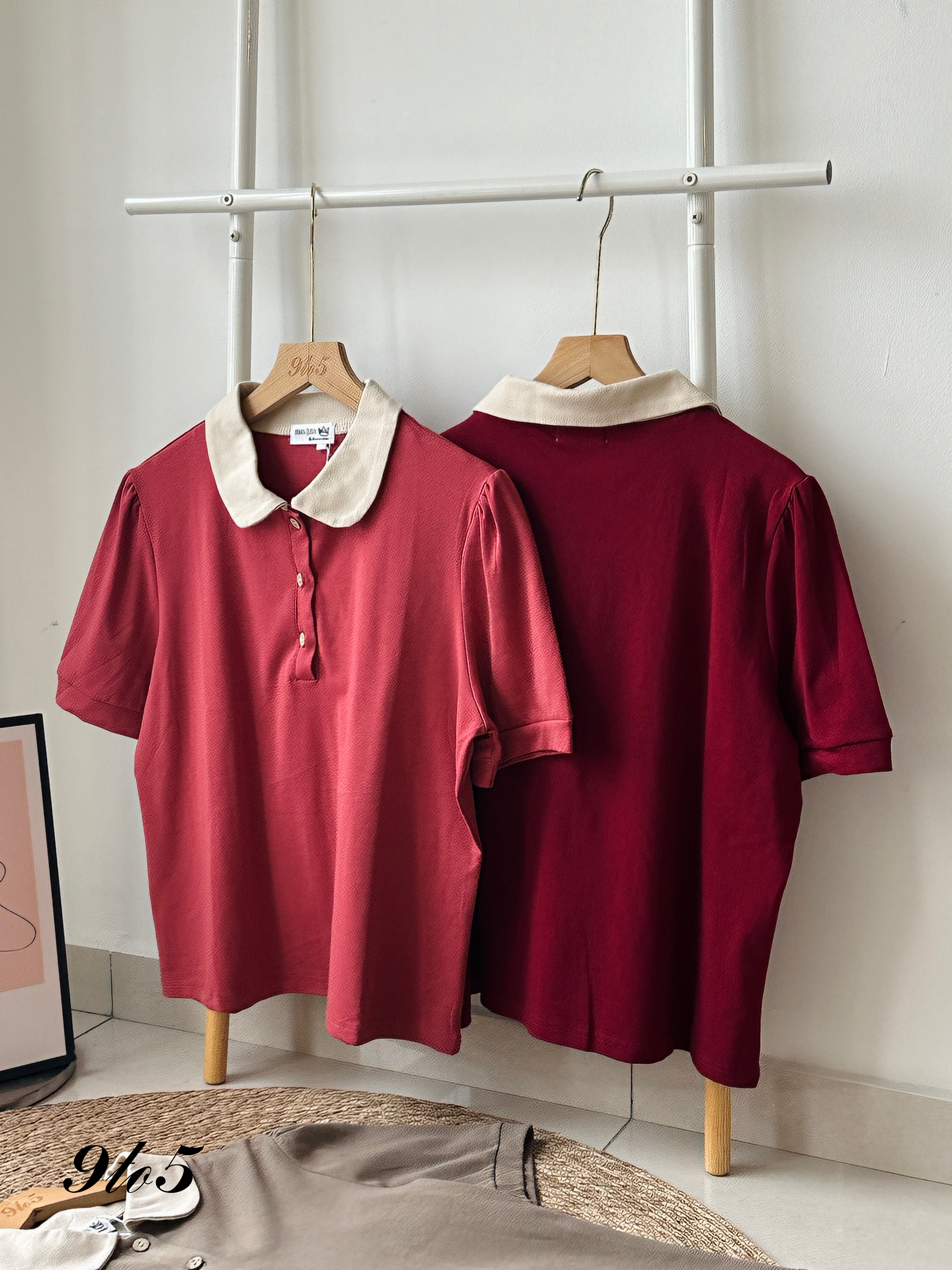 T3956 Puff Sleeve Polo Tee - 4 Colors