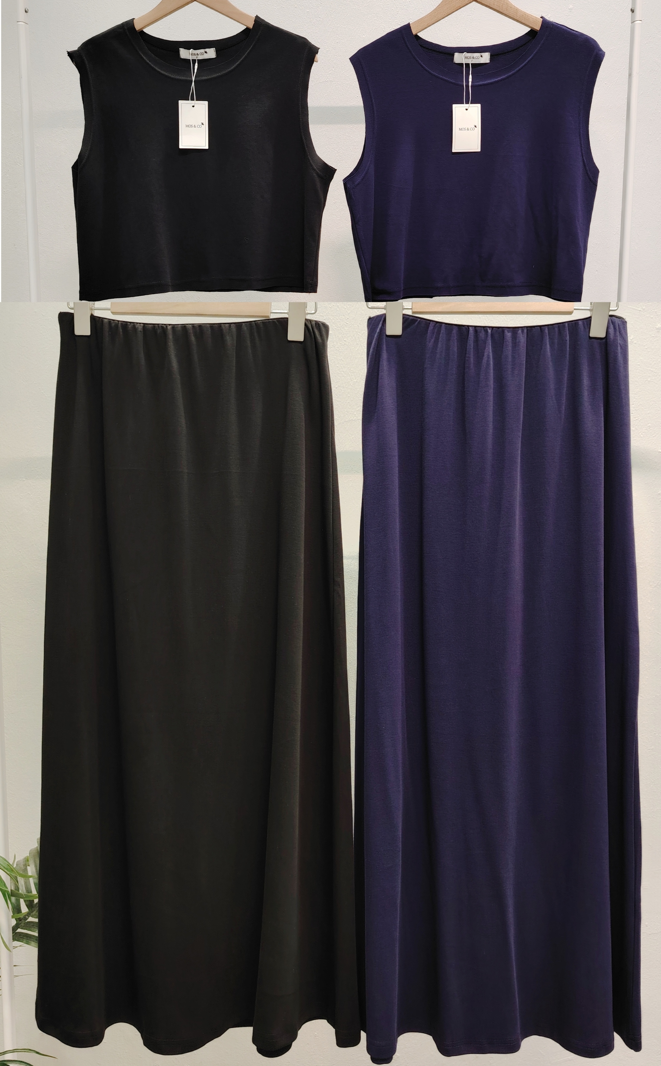 JY01 Cotton Set Tank Top Mid Skirt