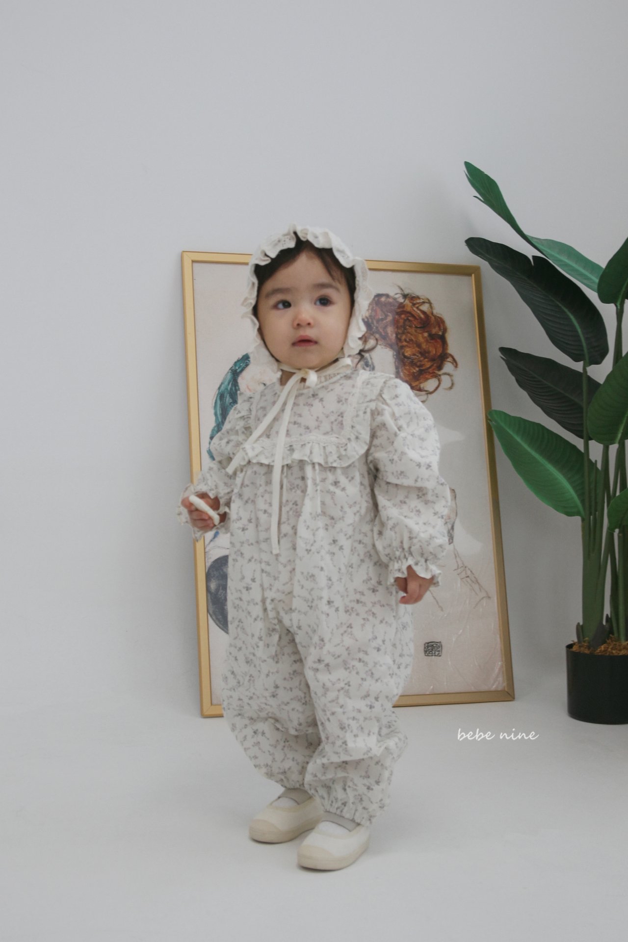 🌸預訂 韓國直送🌸🇰🇷Bebenine兩色碎花蕾絲荷葉邊方領寬鬆長袖連身服