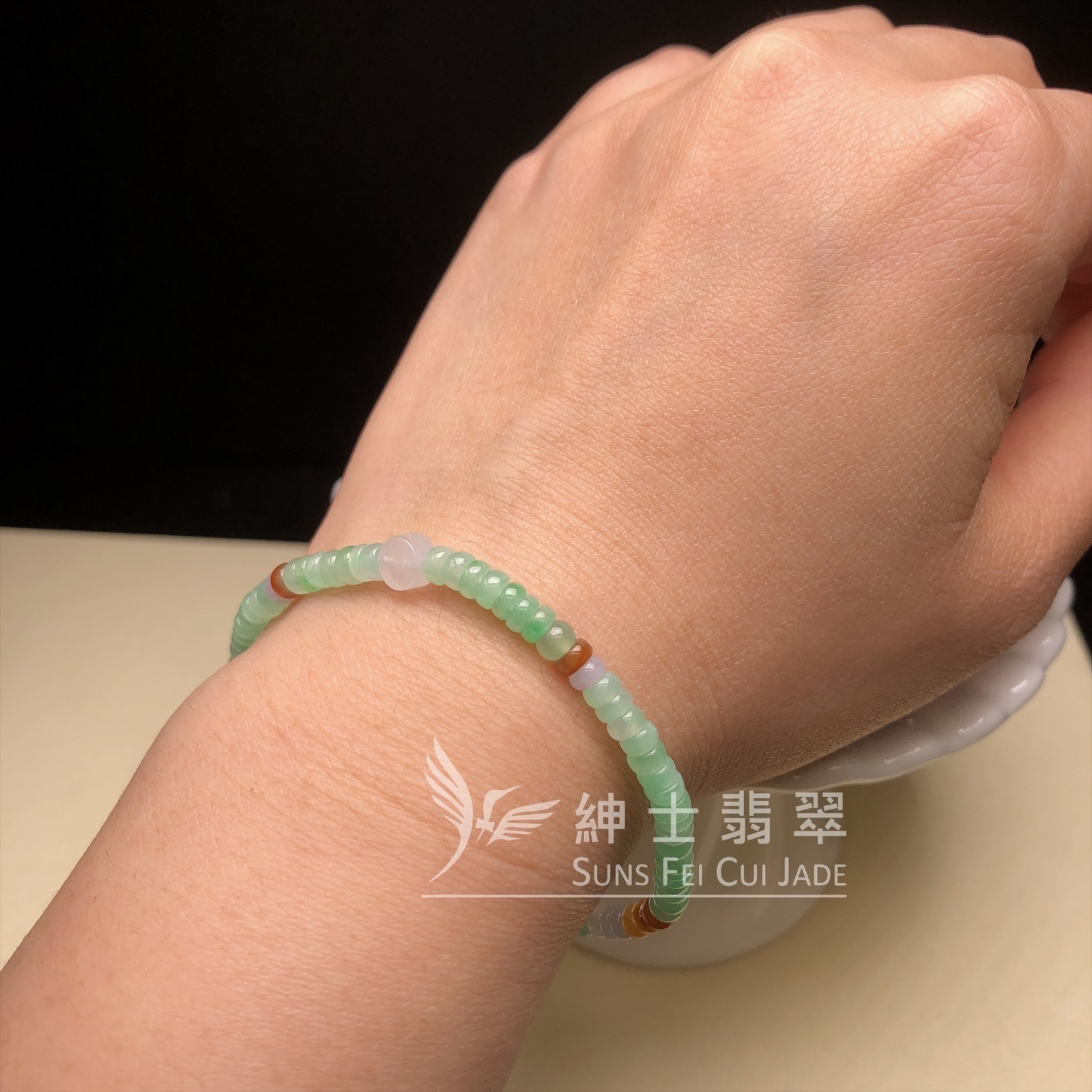 甜綠翡翠拼多寶手串 MC00054