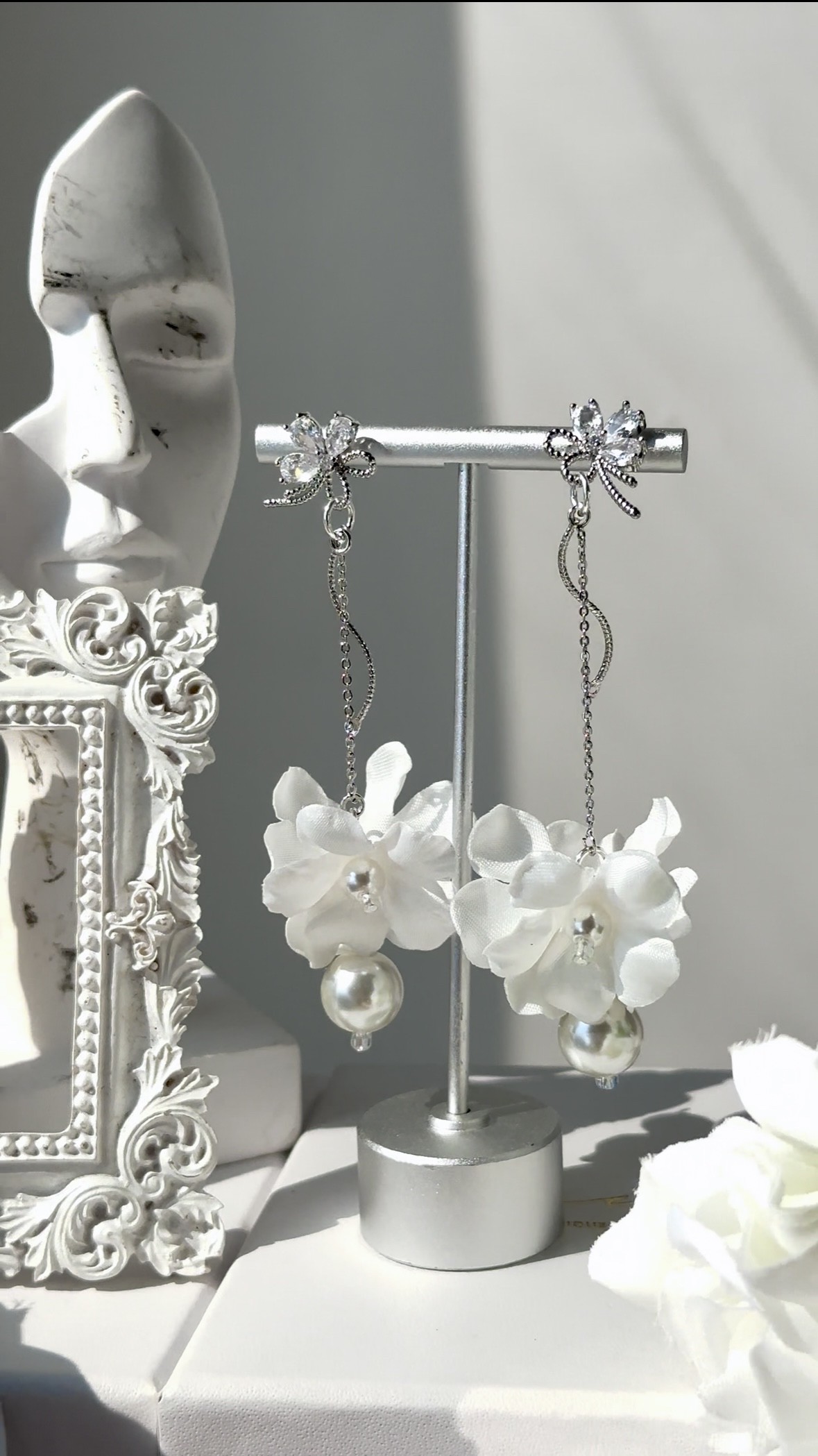 花瓣珍珠晶耳環🌹