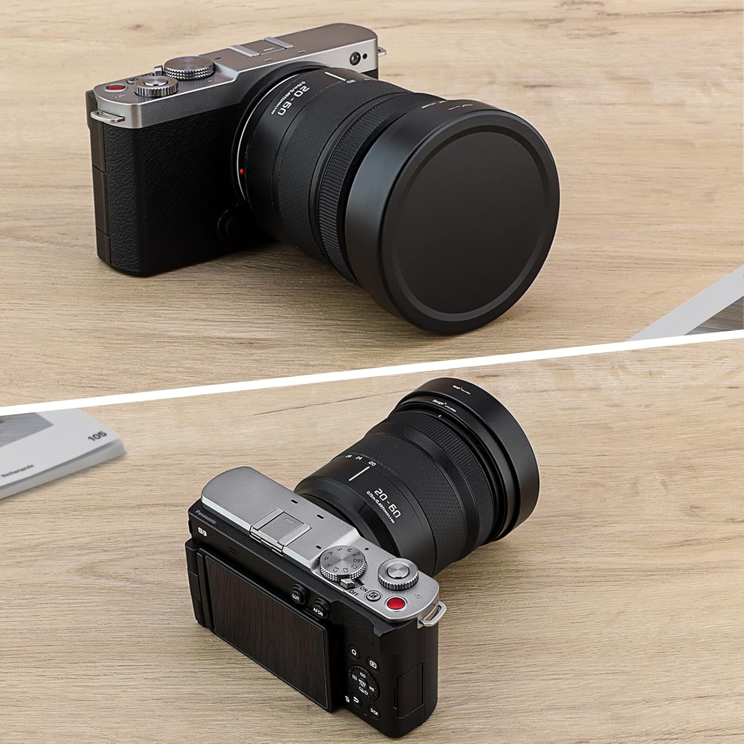 Haoge LH-L2060 Square Metal Lens Hood For Panasonic LUMIX S 20-60mm F3.5 - 5.6 Lens With Metal Cap Kit 方形遮光罩