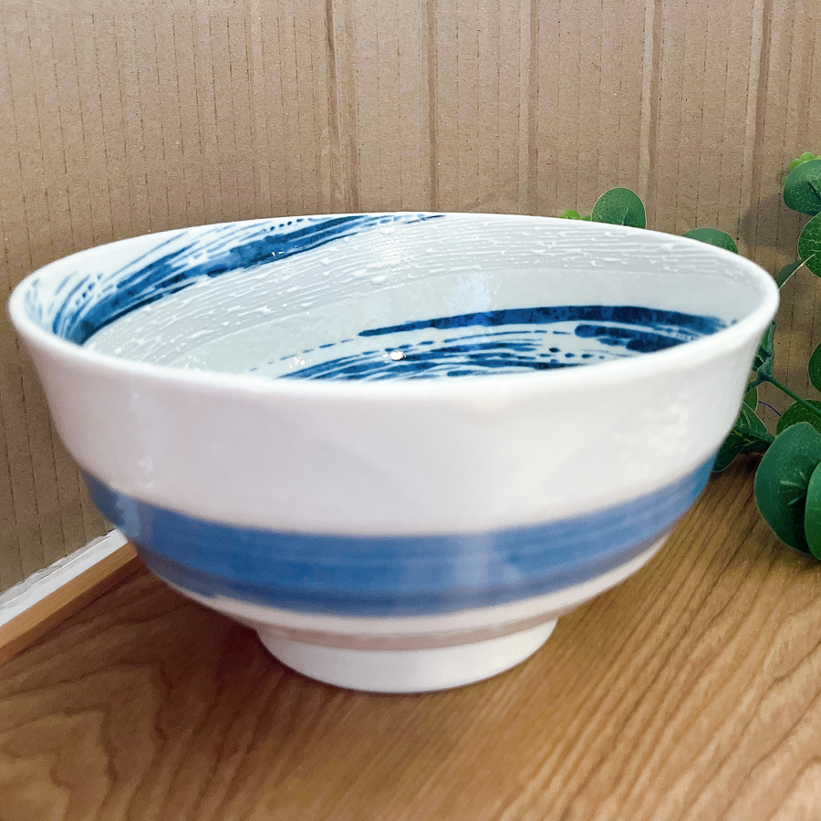 【日本製】美濃燒粉引青流陶瓷大飯碗