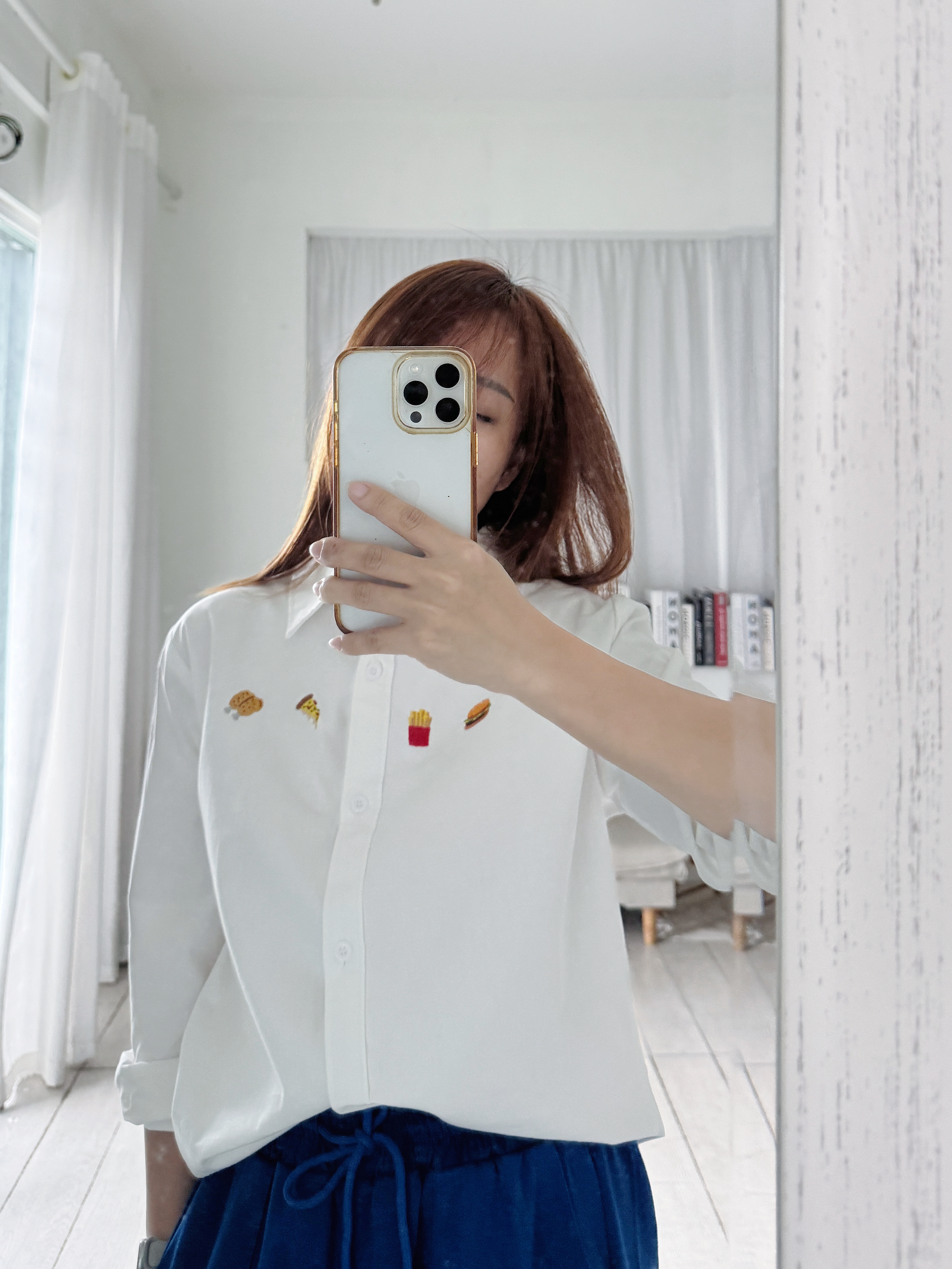 【小小满足🍔】设计款刺绣白衬衫 -（ 下单后2-3制作日）