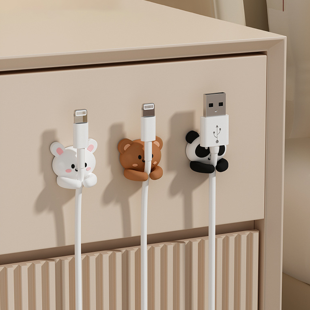 檯面多功能繞線器 鼠標線 耳機線 電線固定器 數據線收納器 埋線器 三個裝 [平行進口] HK2683