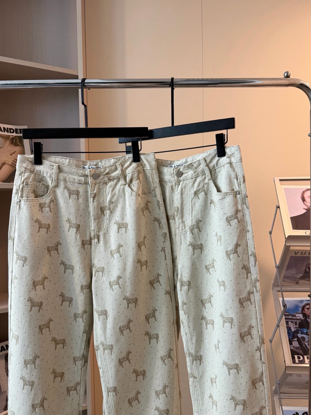 Acne Studios 小馬提花直筒闊腿褲