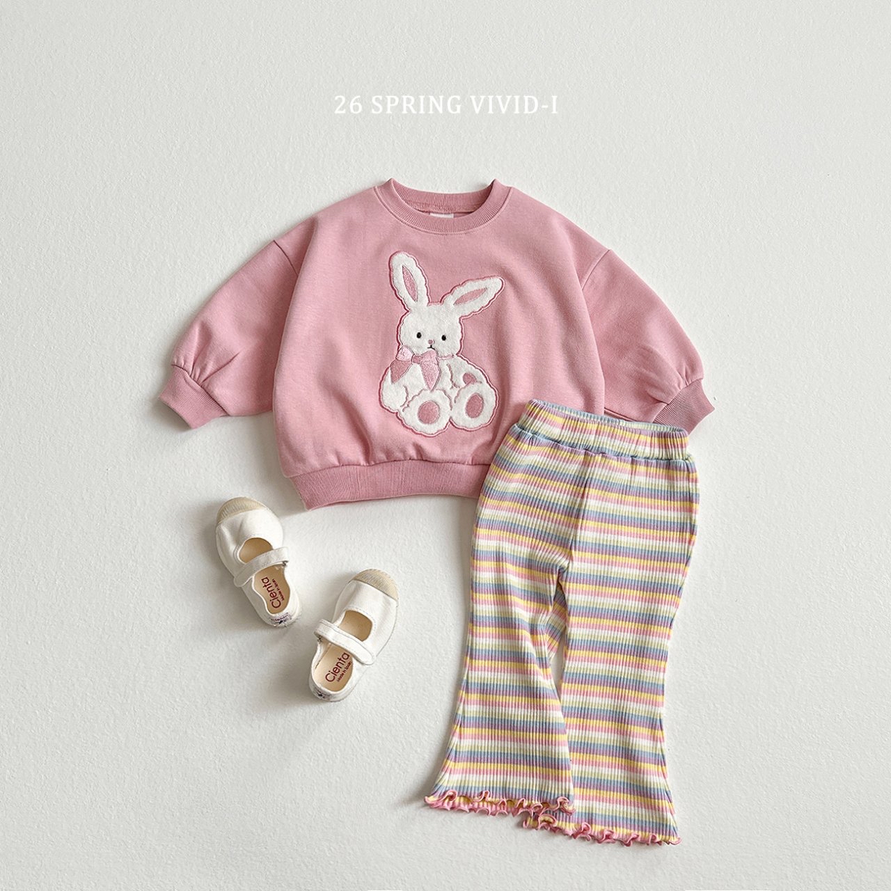 🌸預訂 韓國直送🌸🇰🇷VIVIDI兩色彩虹條紋花邊喇叭褲