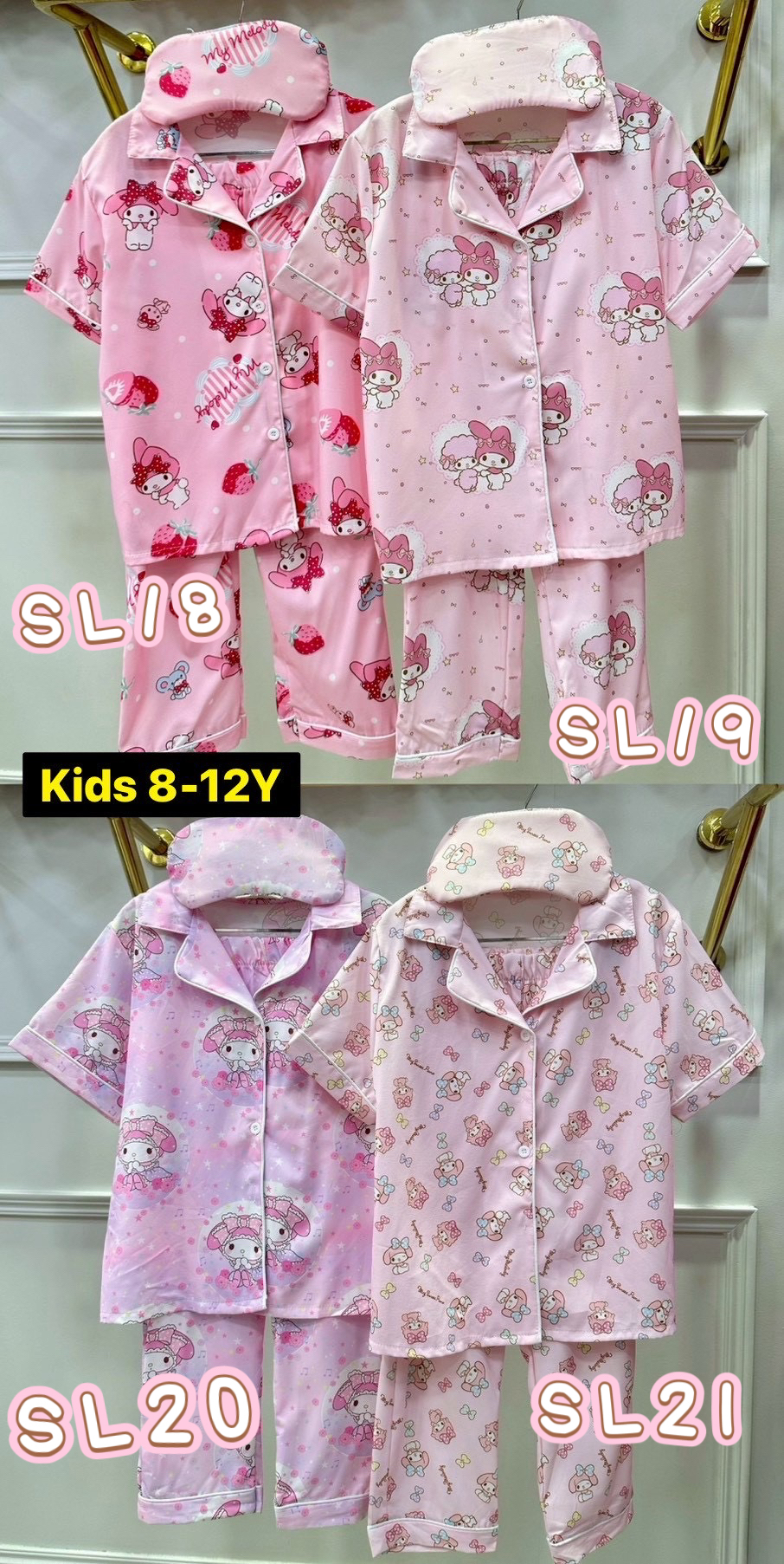 泰國直送真絲睡衣 兒童版 尺寸： 3-6 years 8-12years