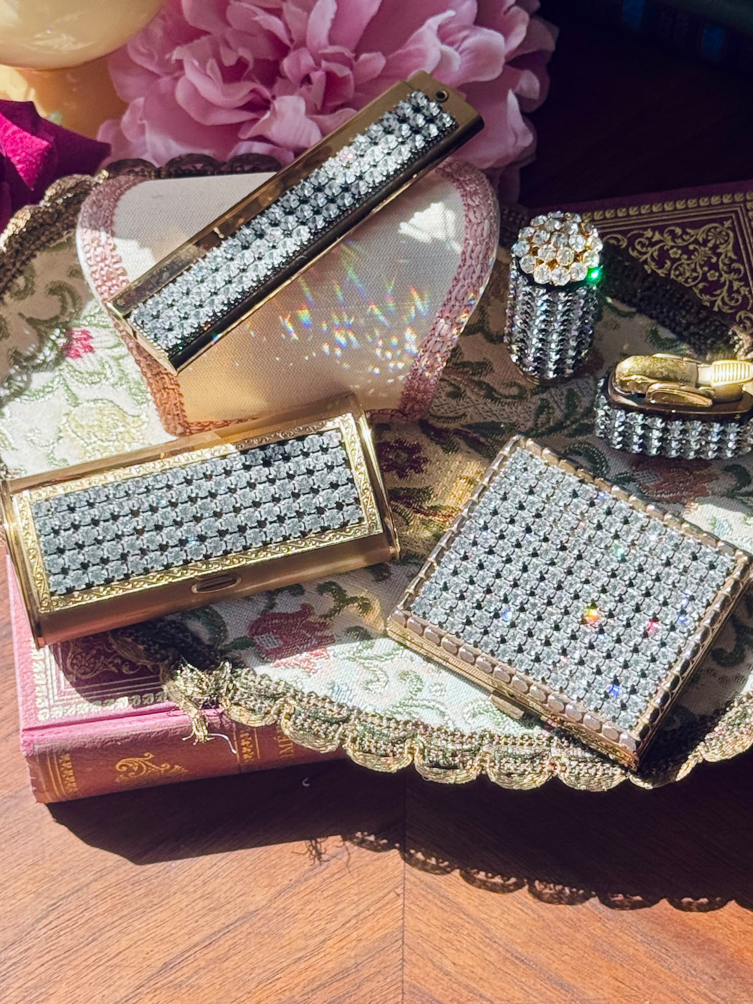 C.a. 1950s Sparkling Rhinestone-Studded Vanity Set of 4 or 5(MT2667)