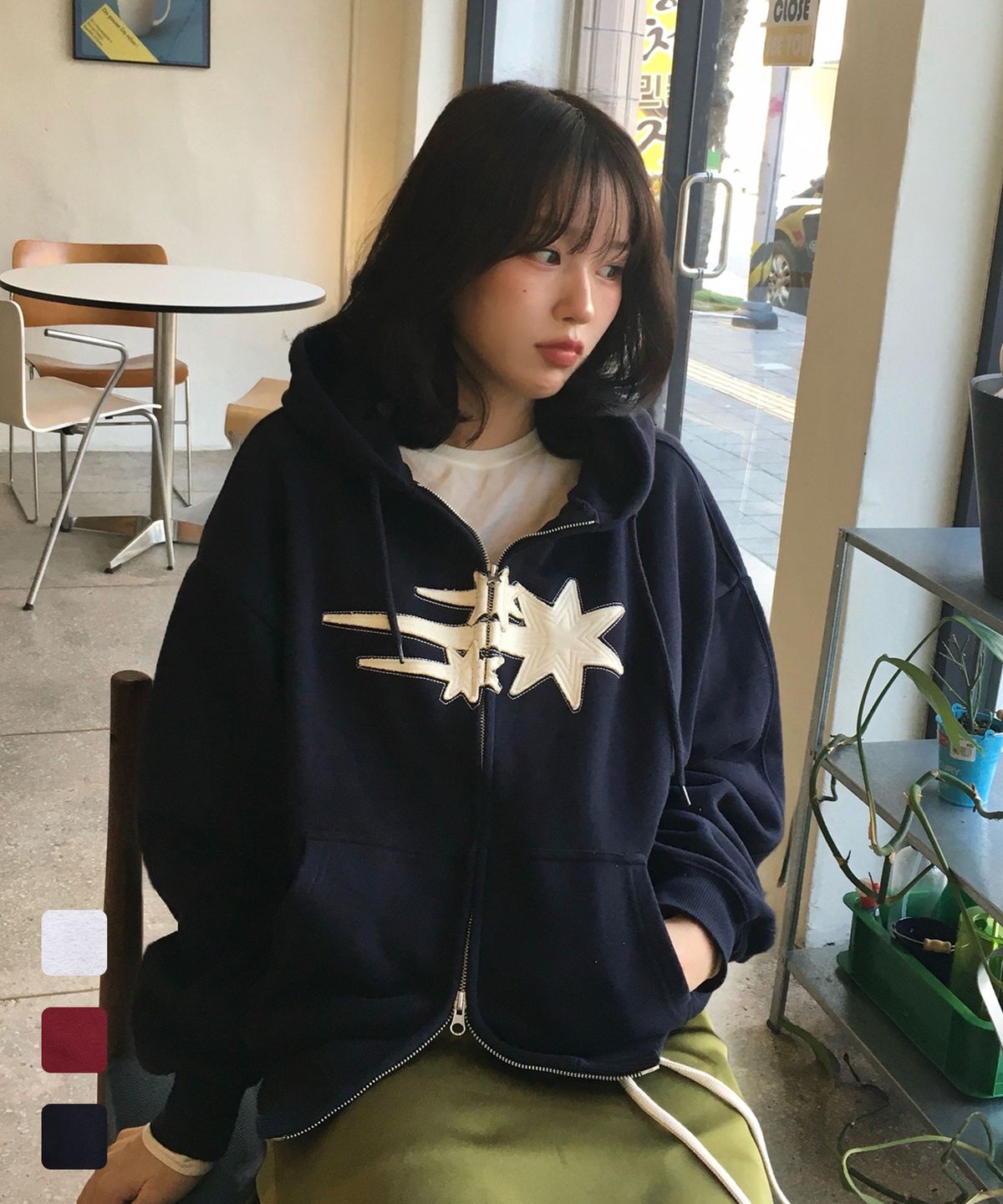 🇰🇷訂購｜niceghostclub 26SS｜3STAR APPLIQUE HOODIE ZIP UP 3色 