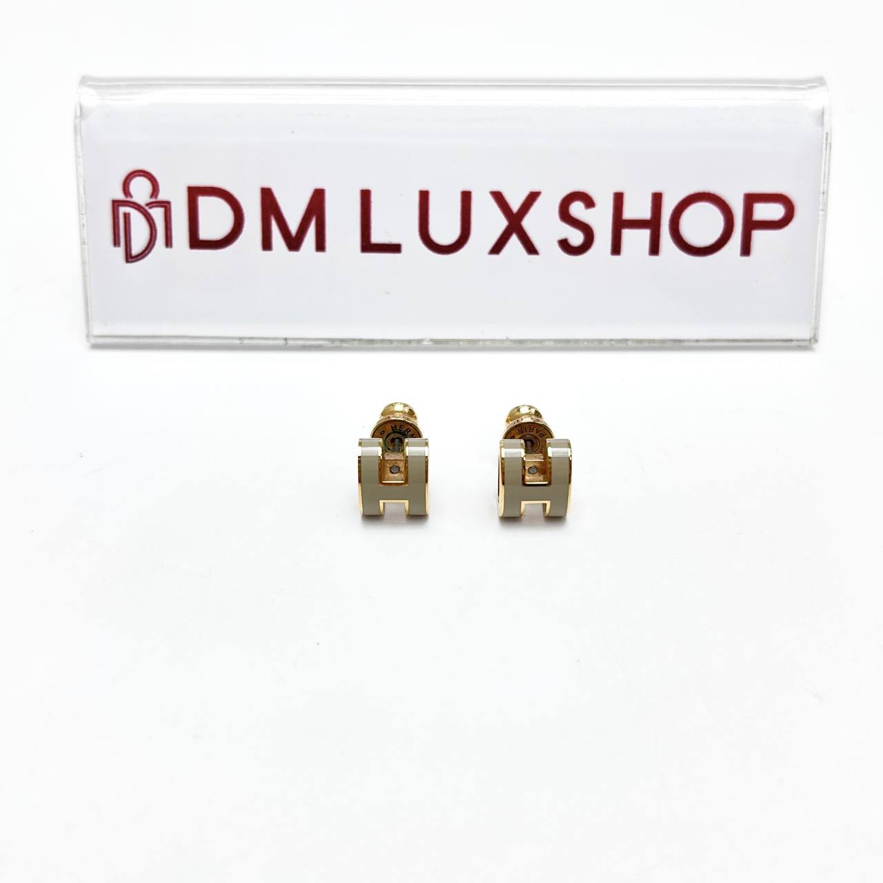 Hermes Pop H Earrings Grey GHW