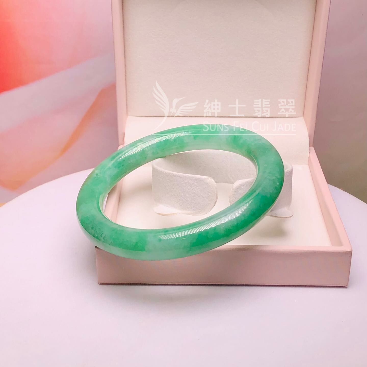 滿綠甜色圓鐲58.6mm