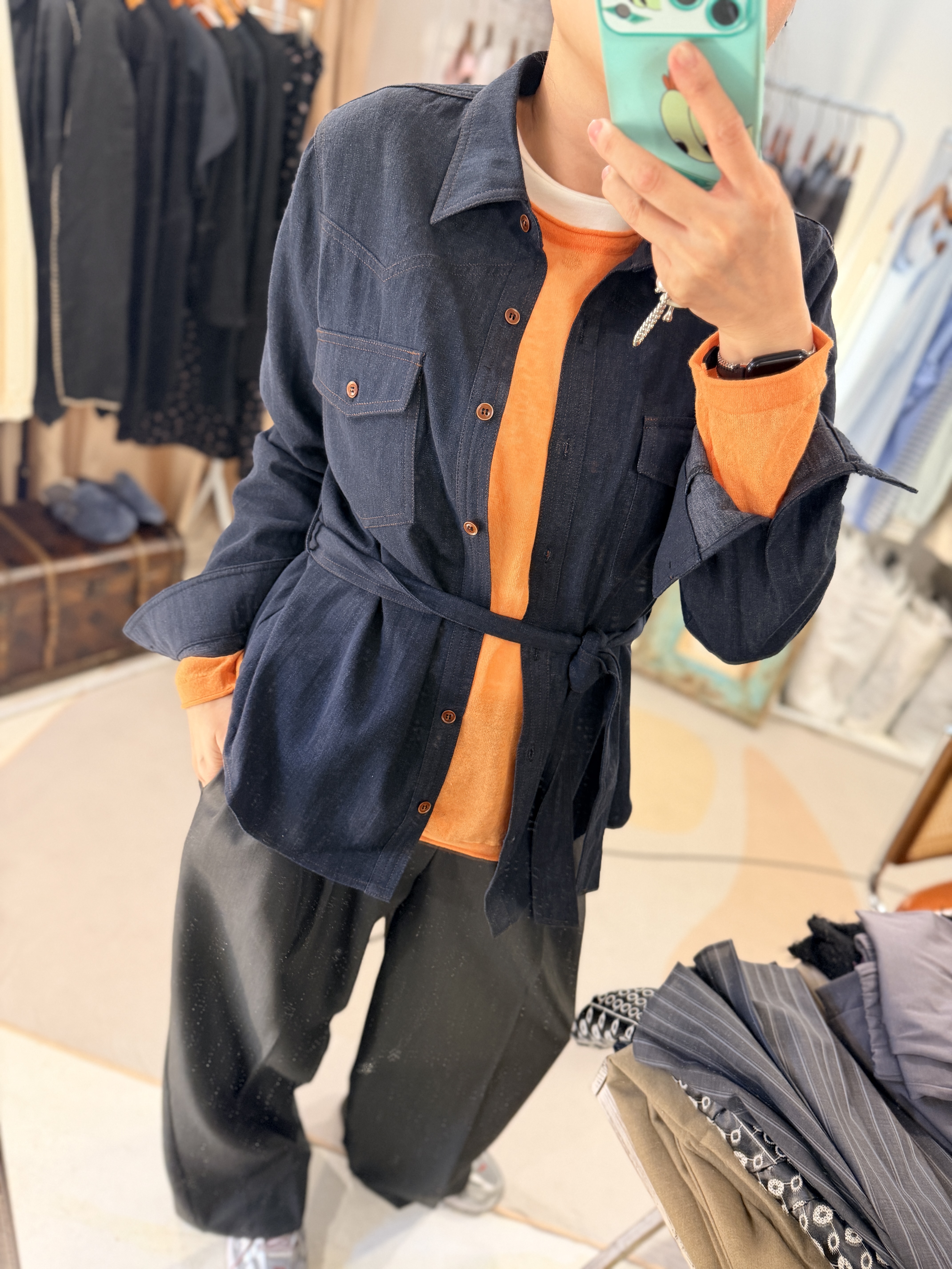 Denim long shirt