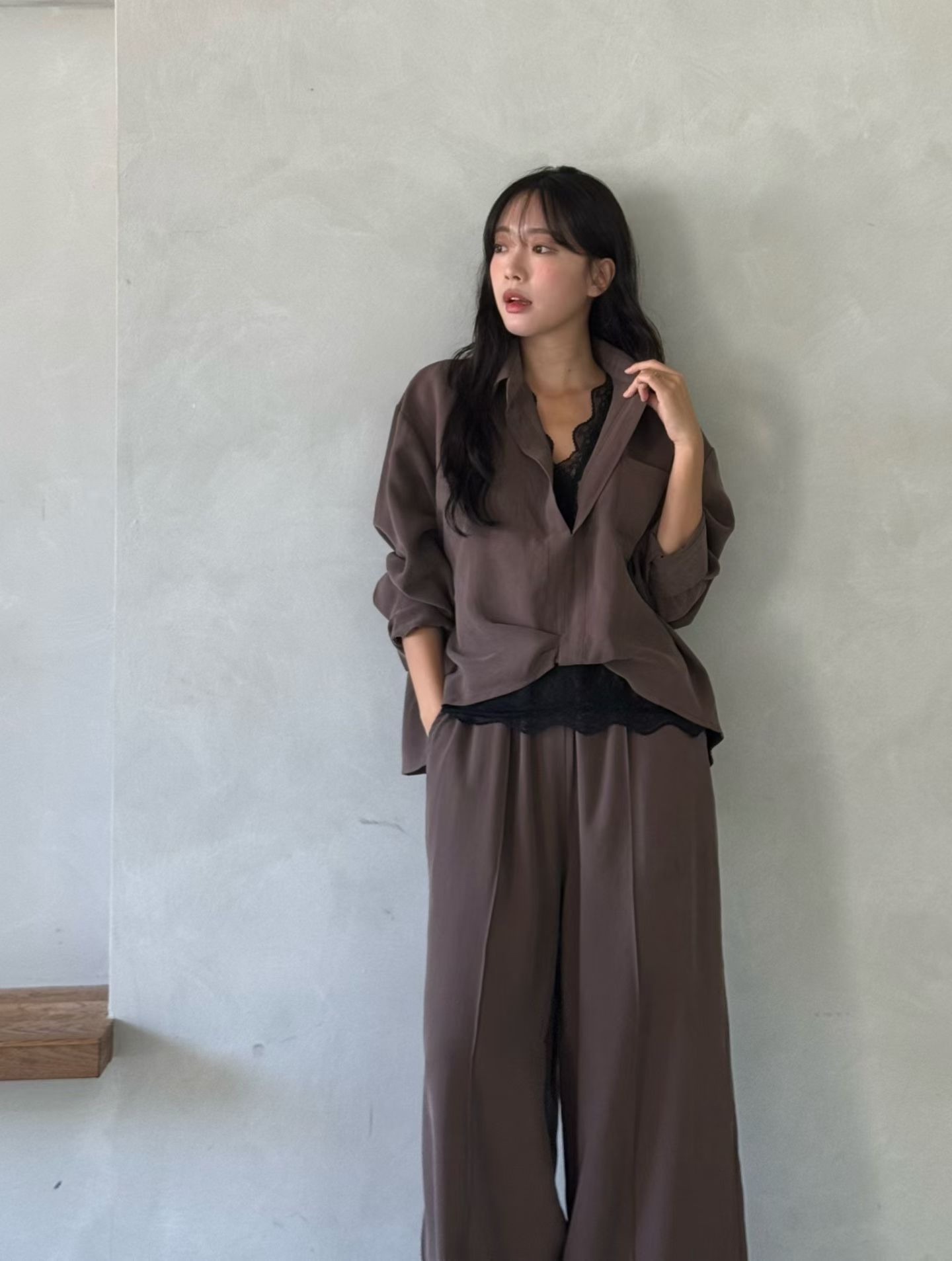 MA1 拼lace blouse 