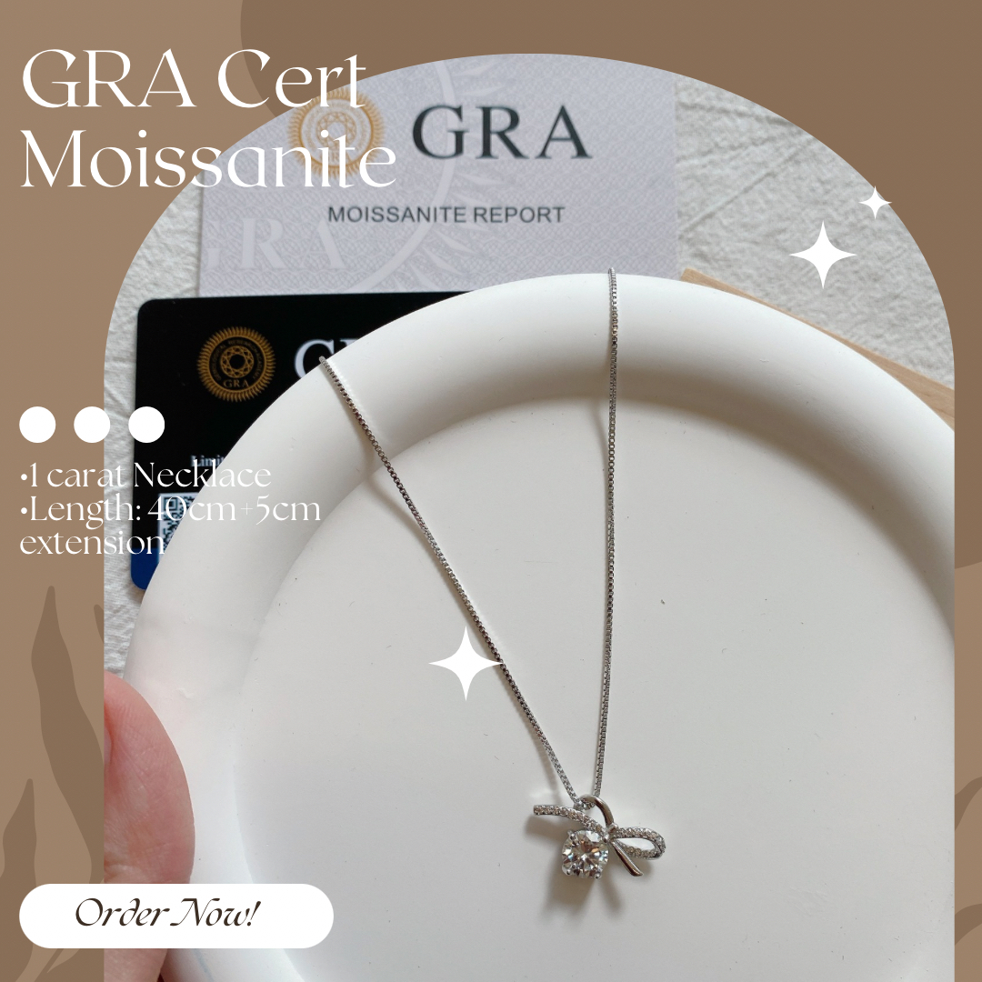 Moissanite Bow Necklace - GRA Certified 