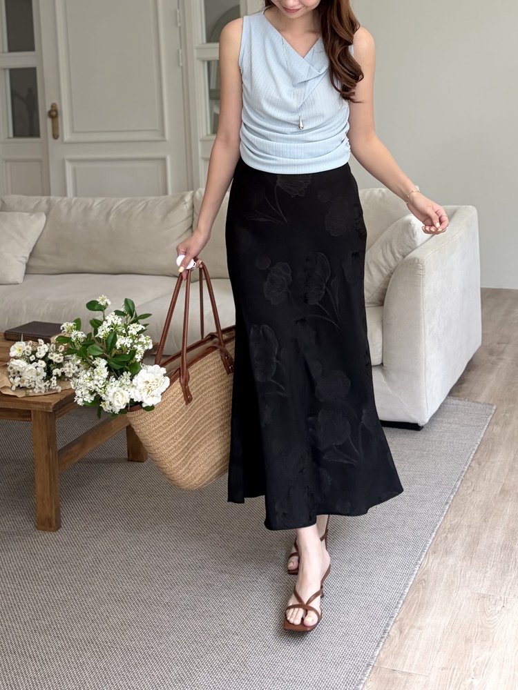 Draped Sleeveless Top (Blue)