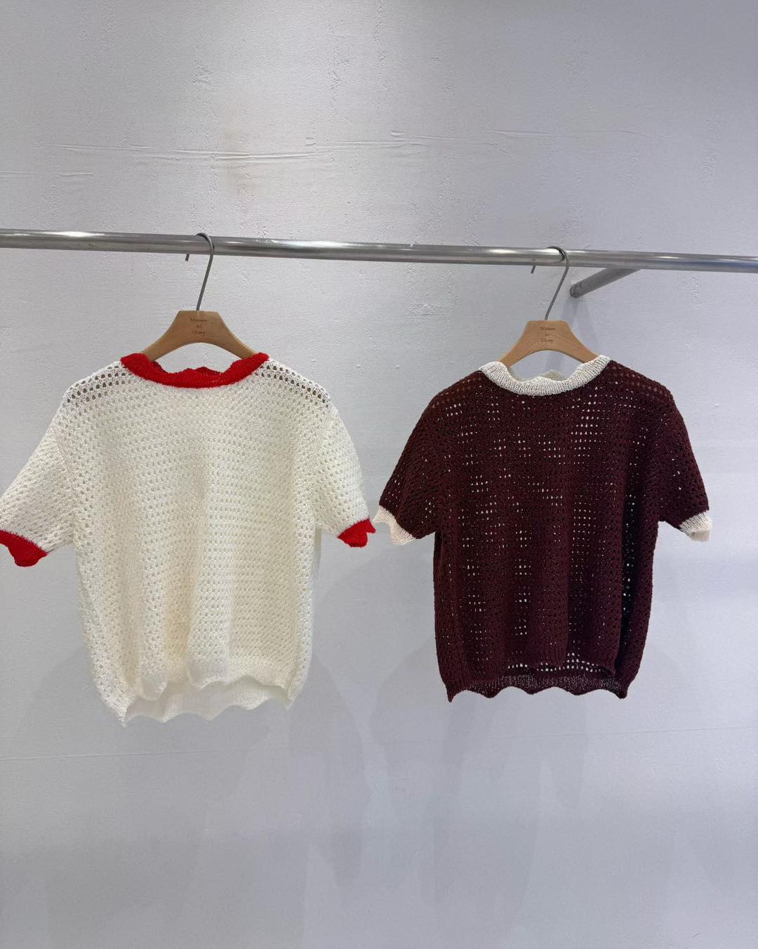 不規則邊圓領針織短袖top