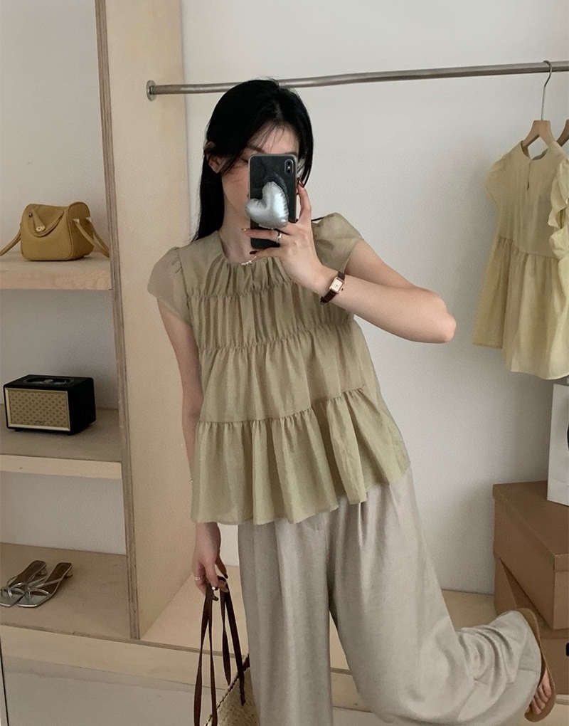 Oni Style Ruffle Blouse 韩系小衫 （ 4 colour ）