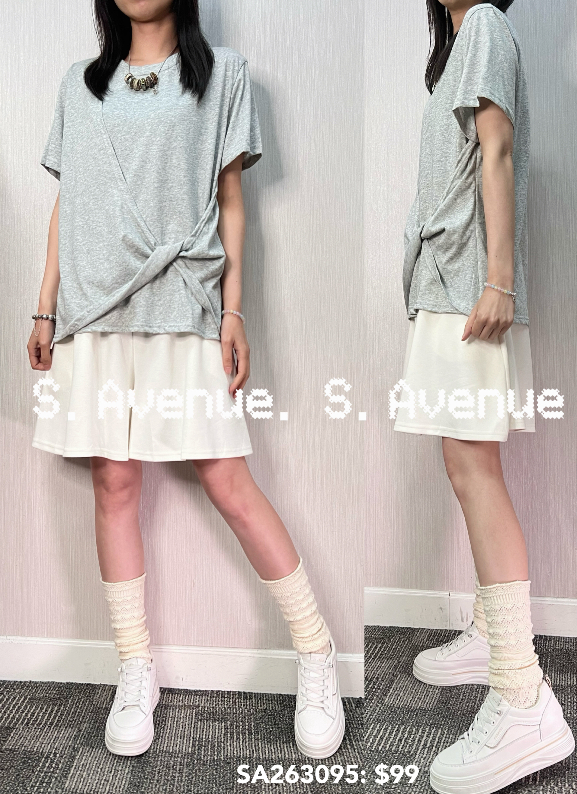 SA263095: 短袖薄棉打結tee