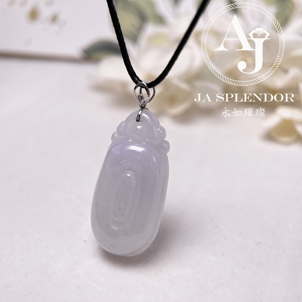 JNK-101 天然翡翠A玉 冰種櫻花粉福貝18K金吊墜