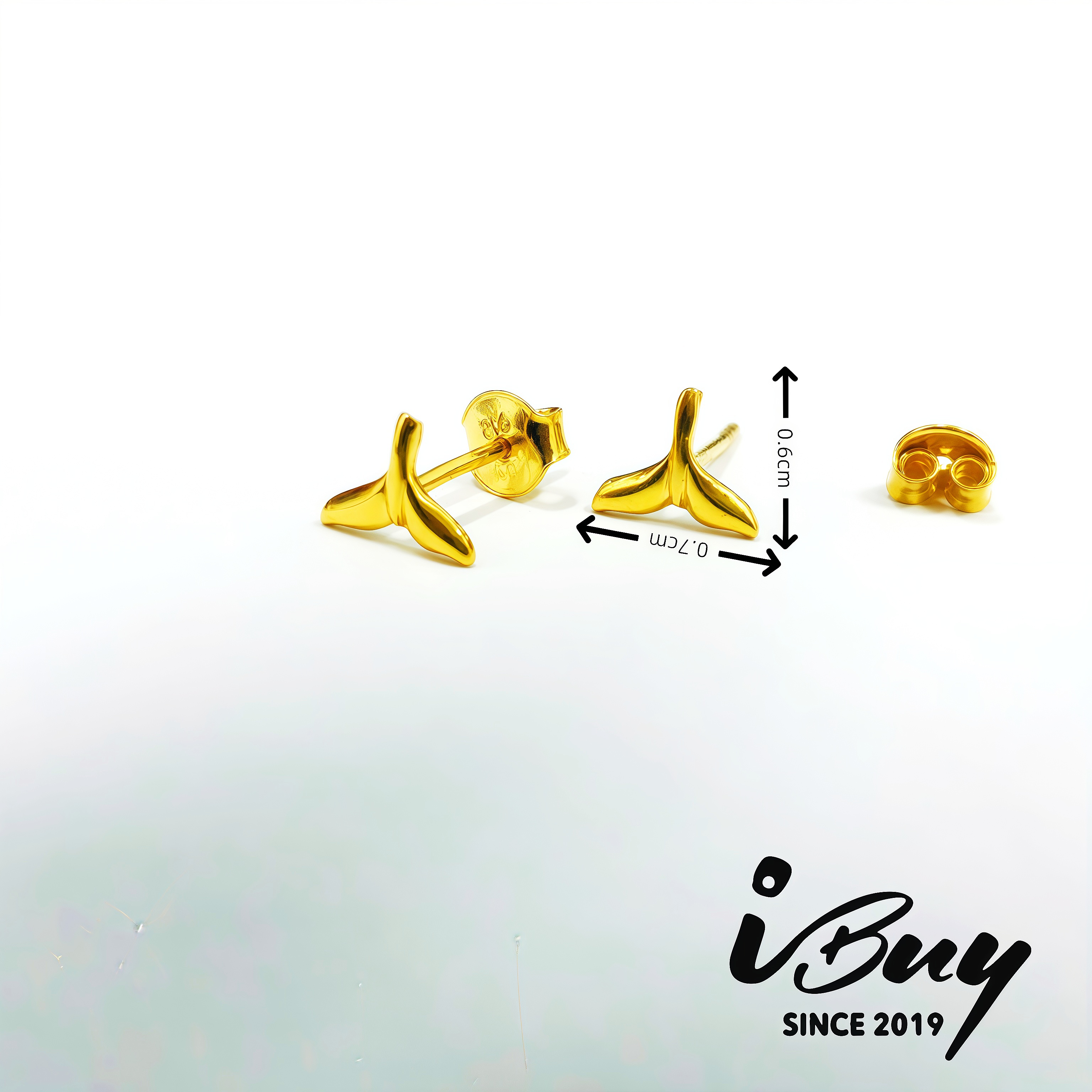 916 GOLD MERMAID TAIL EARRING 916 金 人鱼尾耳钉