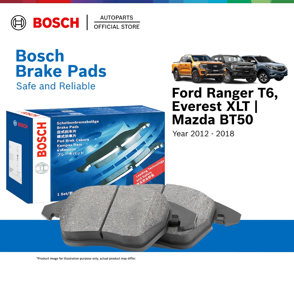 Bosch Front Brake Pads for Ford Ranger T6, Ford Everest XLT, Mazda BT50 (2012 - 2018) 2.2/3.2 09 - 0986AB1083