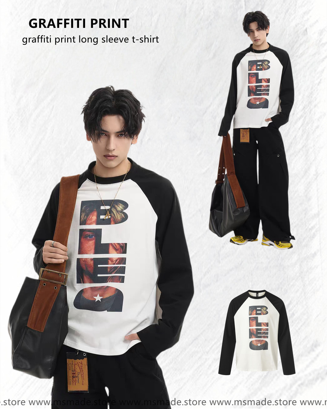 M45街頭人像印花牛角tee