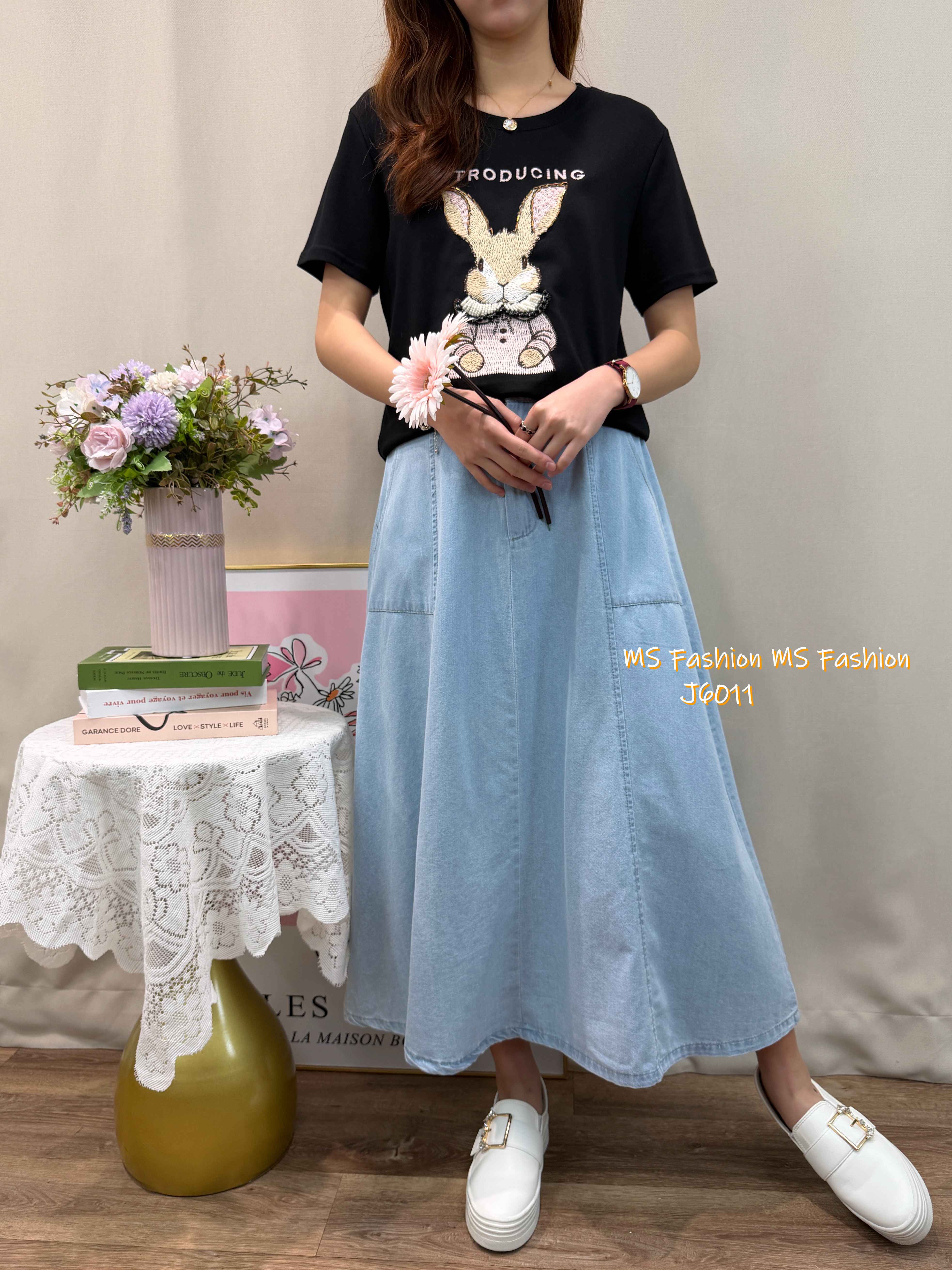 J6011 韓國🇰🇷中長款牛仔半裙