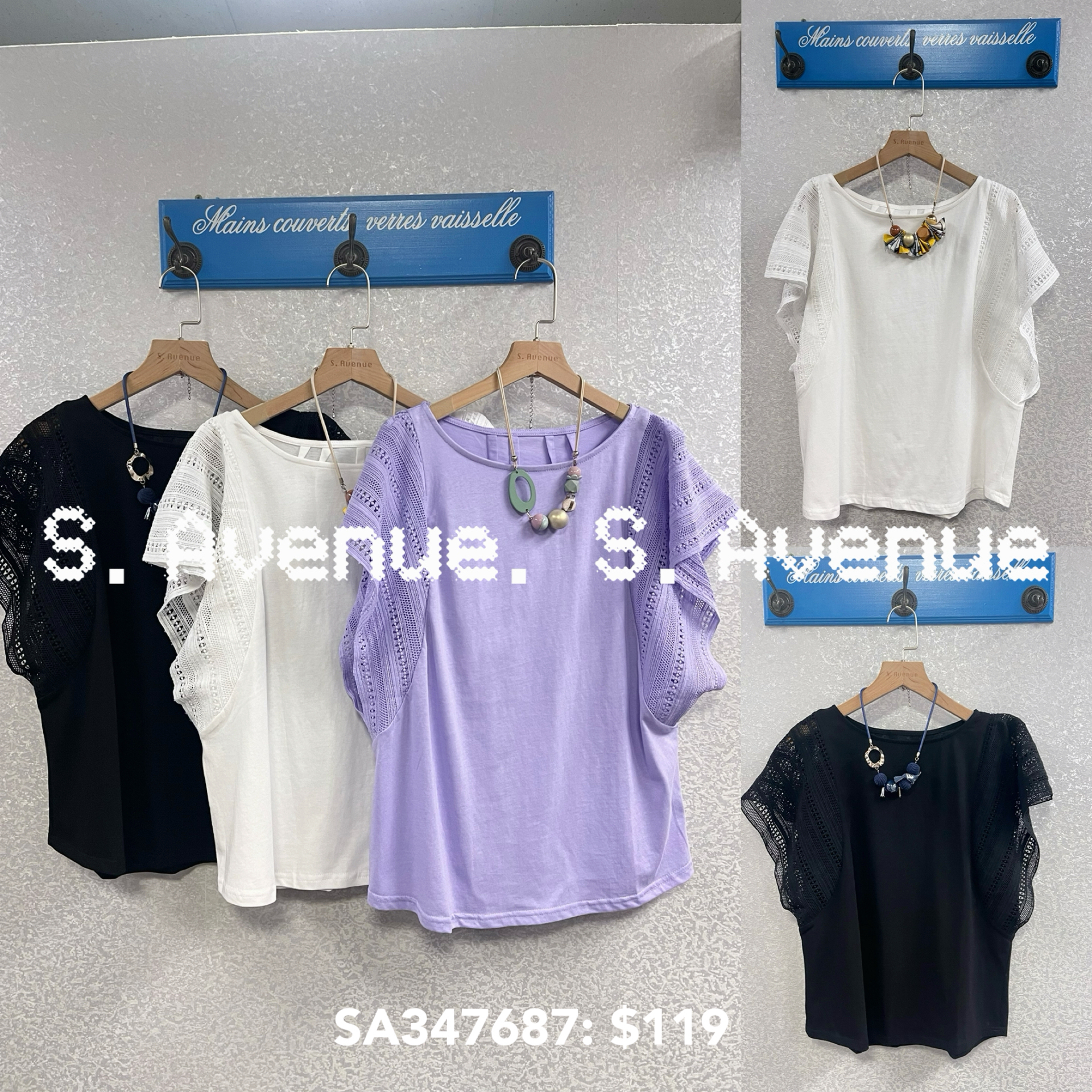 SA347687: lace ruffle袖tee