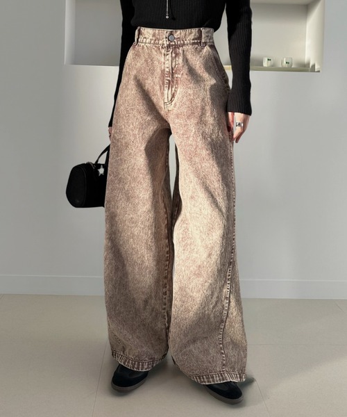 復古洗水闊腳牛仔褲【JP007】