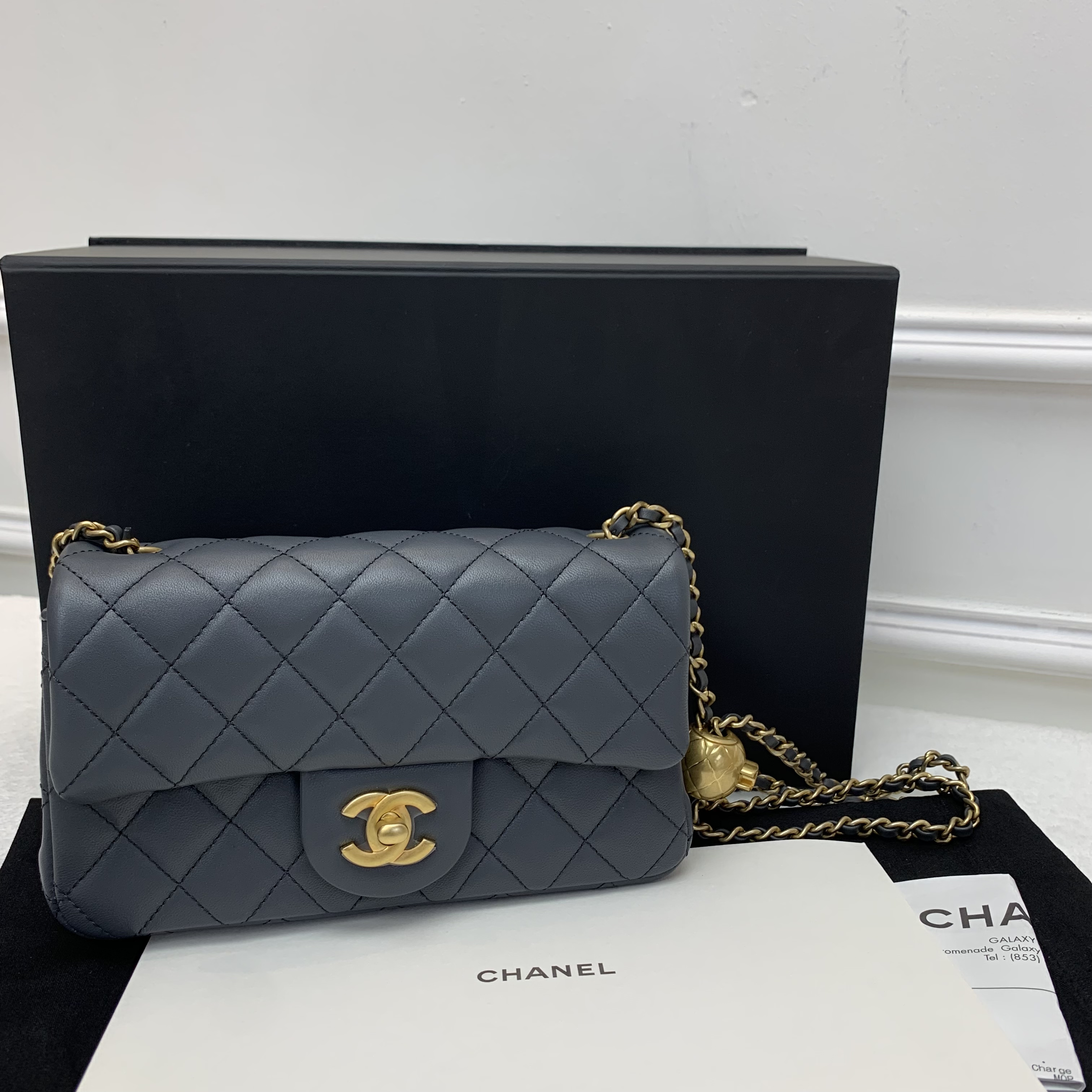 Full set閒置新熱賣🖤Chanel灰色大Mini