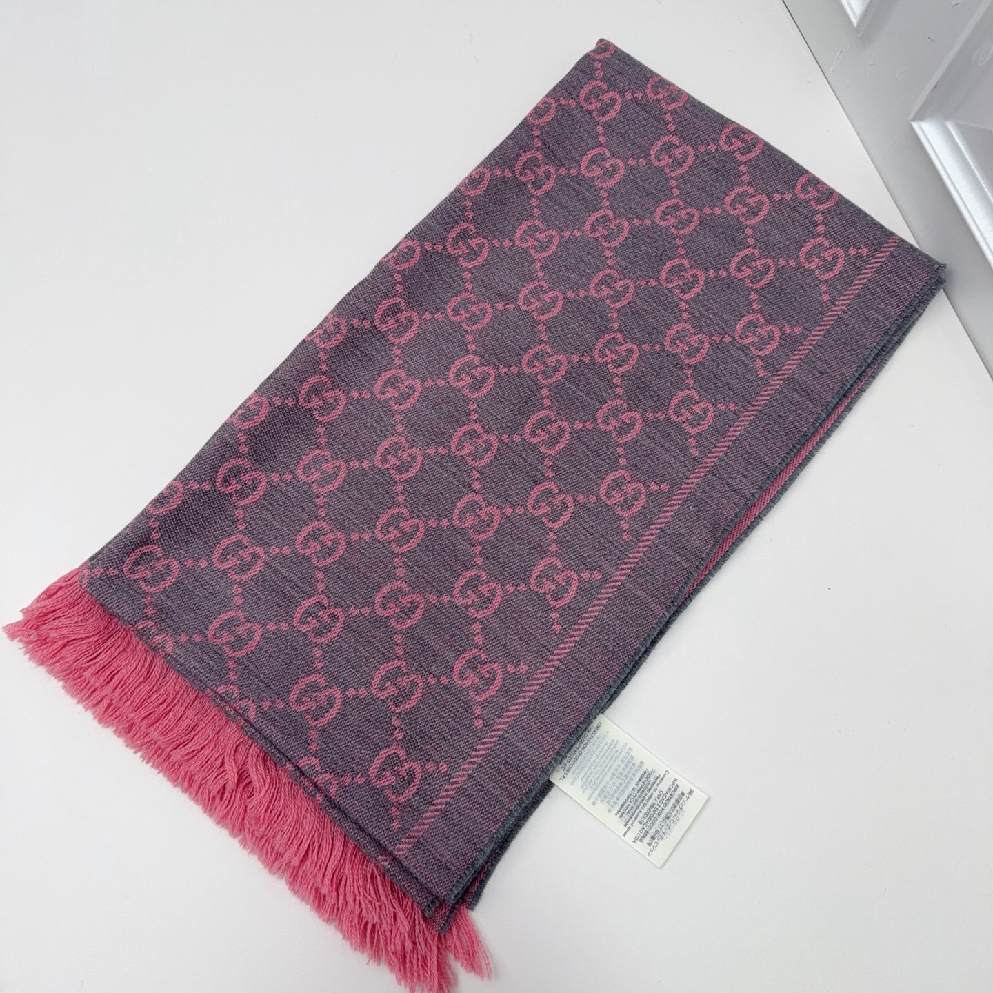 【預訂貨品】Gucci雙面灰粉拼色羊毛頸巾