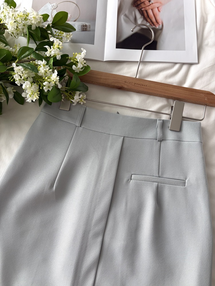 Belted Pencil Skirt (Blue)