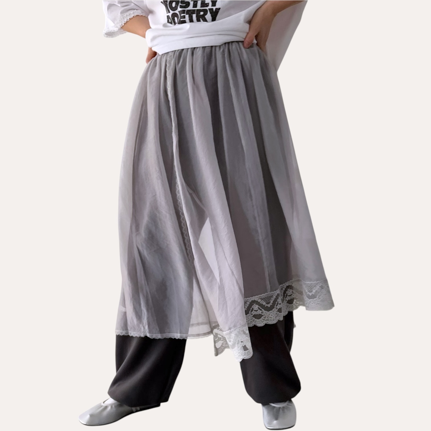 221015 滑料透紗長裙