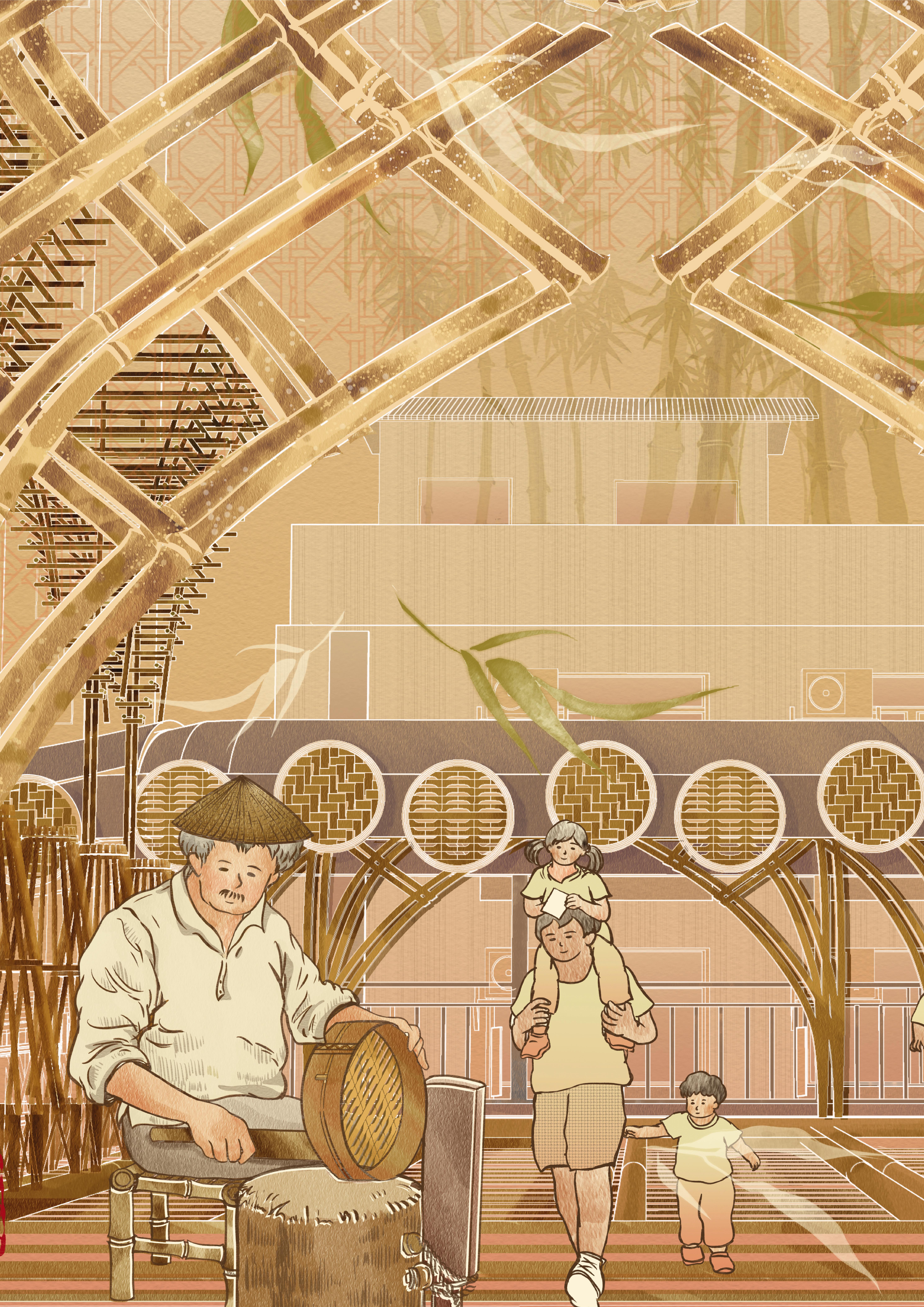 [LIMITED EDITION] Wincy Kung - 40x50 ART PRINT The Giant Bamboo Arch Entrance of Bamboo Craft Festival