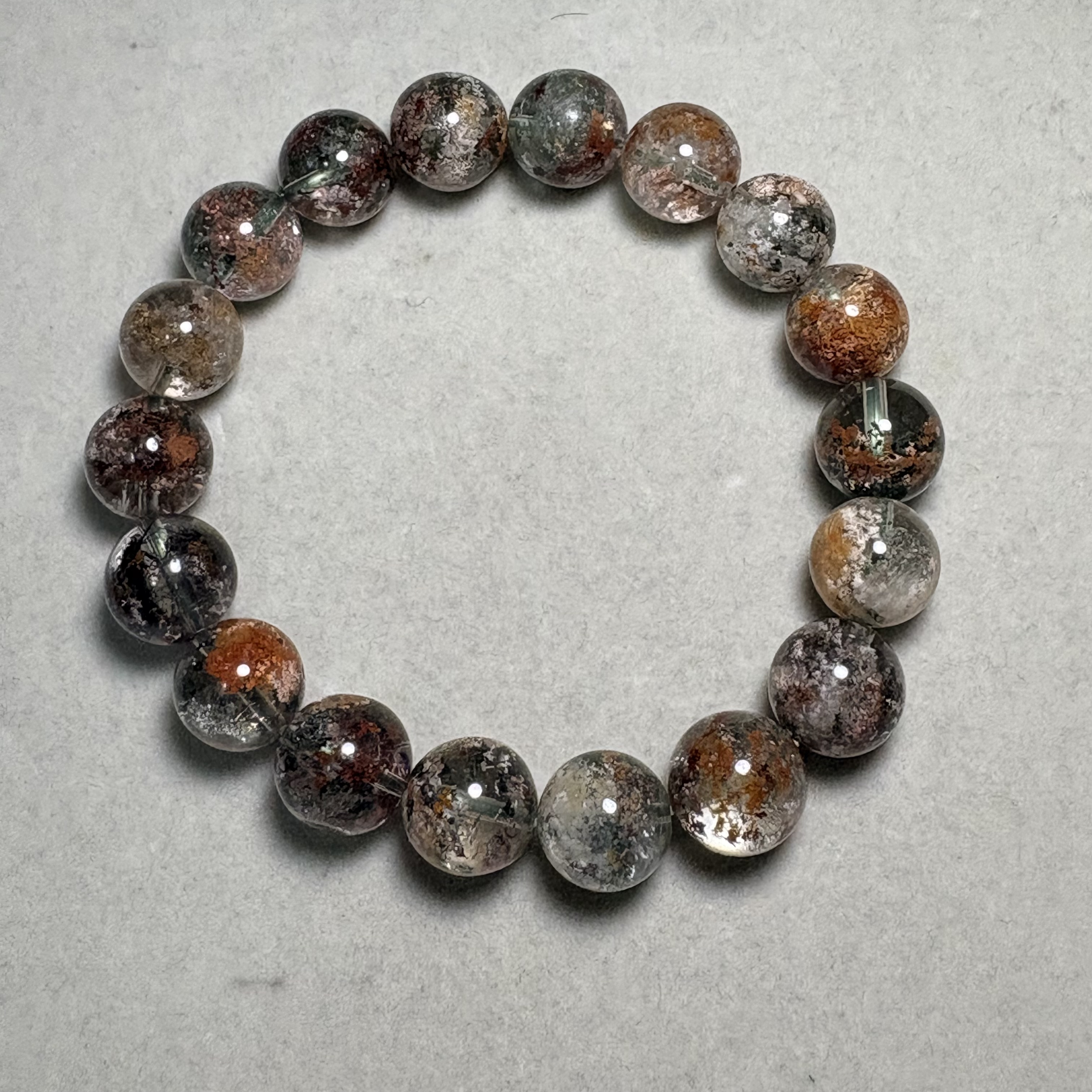 11mm彩幽靈四季平安晶石手串No.2725