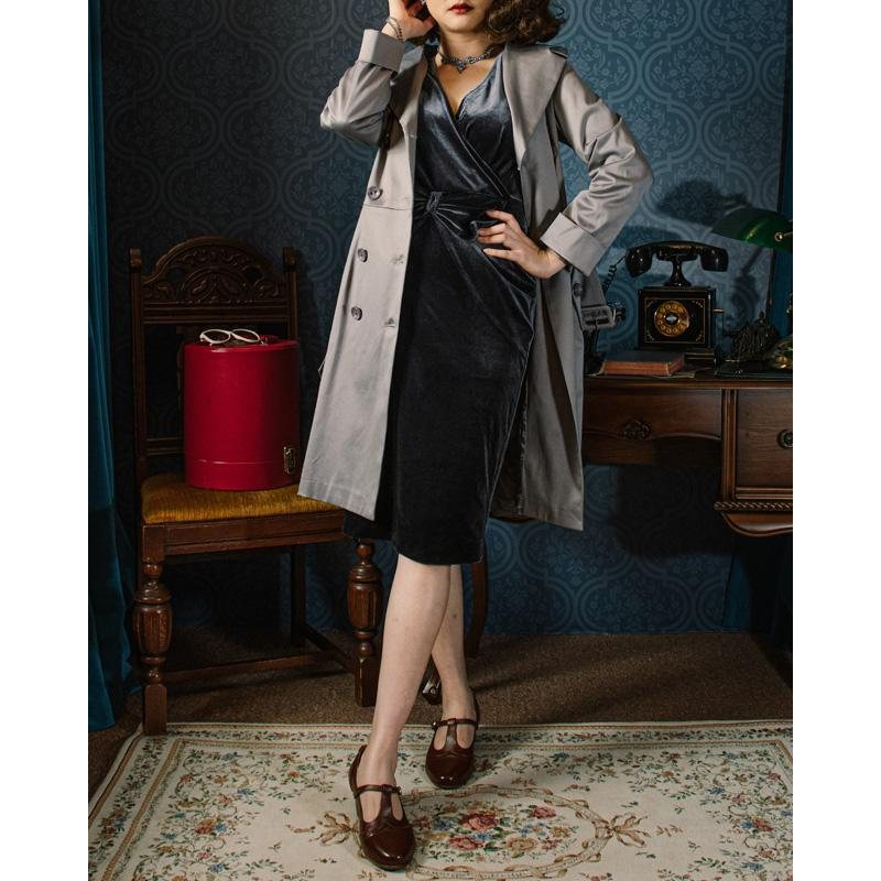 （SOLD OUT）1960s MAD Man Secretary Double-Breasted Dress Coat - Grey(FM085)