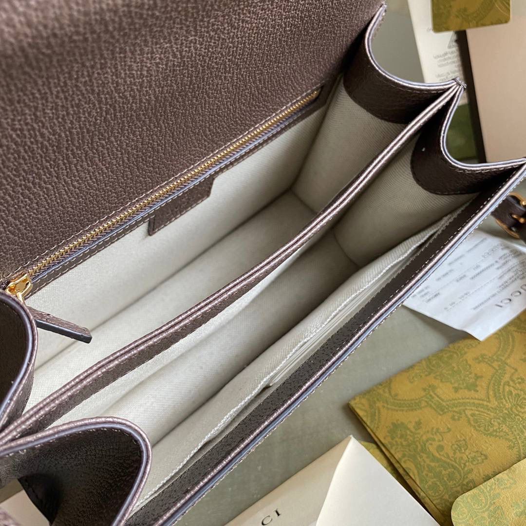 👜G651055:尺寸：25x17.5x7cm，这款小号Ophidia手提包采用米棕色帆布印花、棕色皮革超级搭，大logo时代比较特别✨真的好时尚，越看越好看！🎉可肩背、可手提、可斜挎多种背法更实用