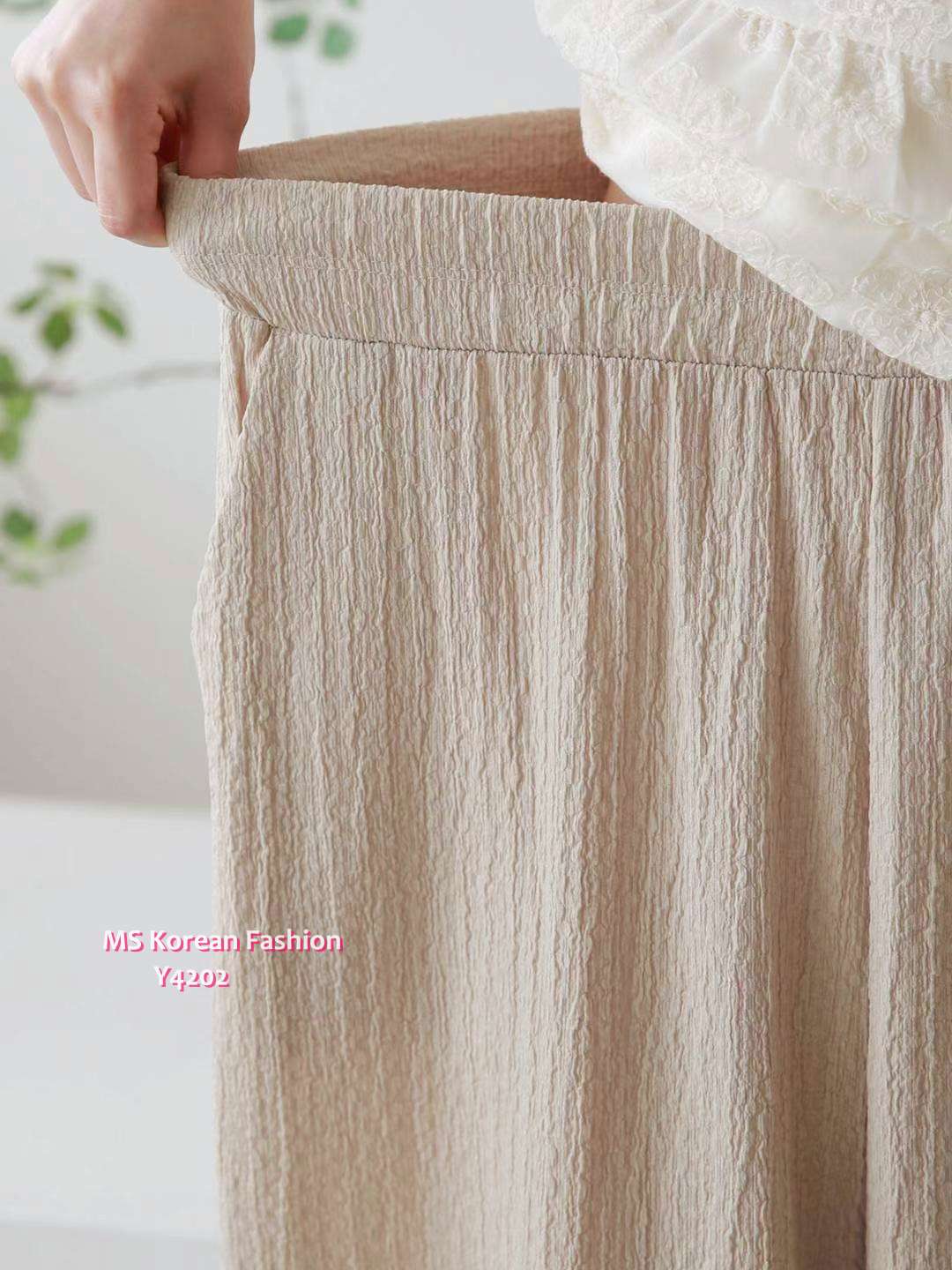 Y4202 韓國🇰🇷靚色皺布闊褲