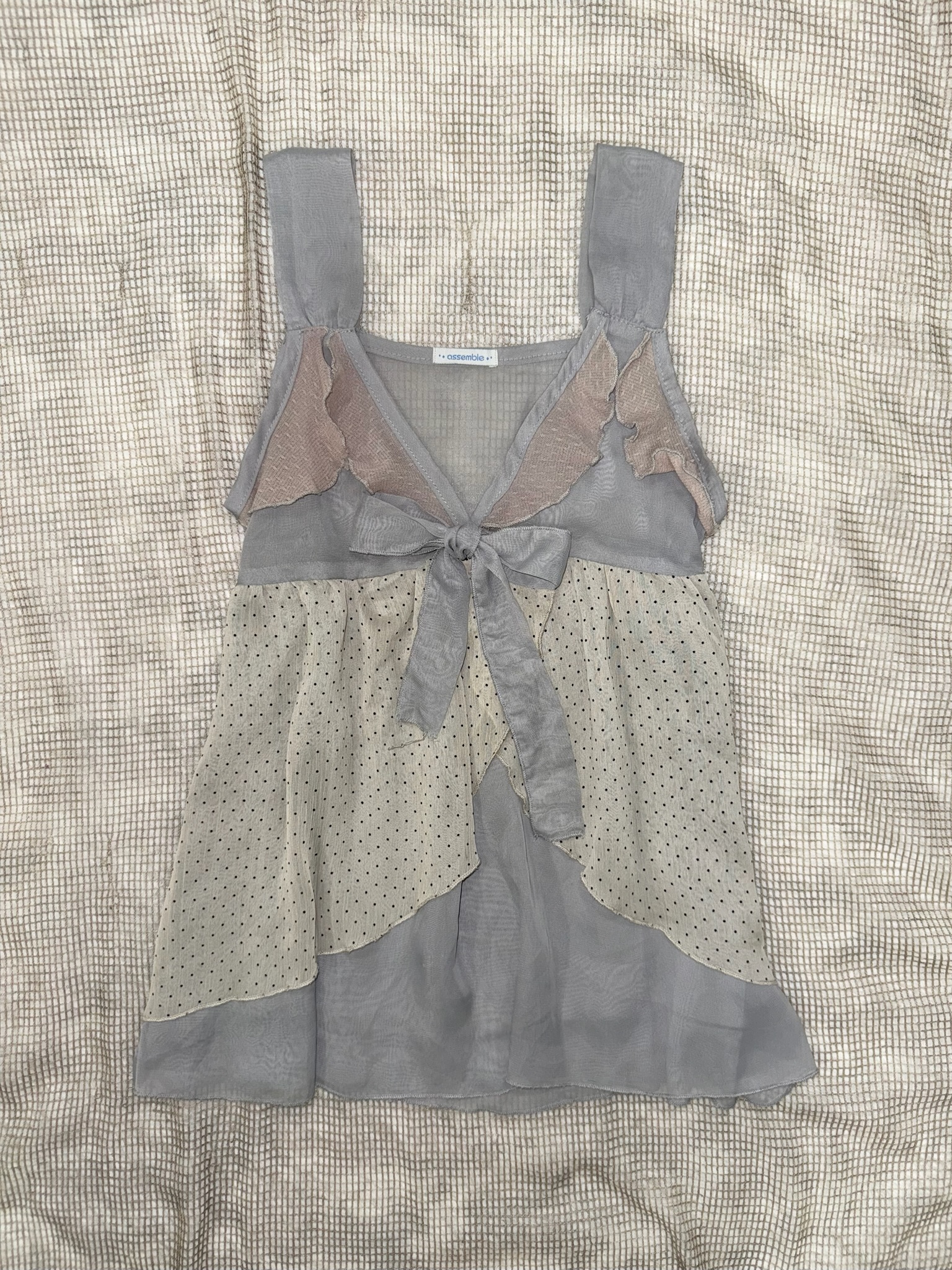 Cottagecore Chiffon Tank Top with Ribbon Bow & Ruffles