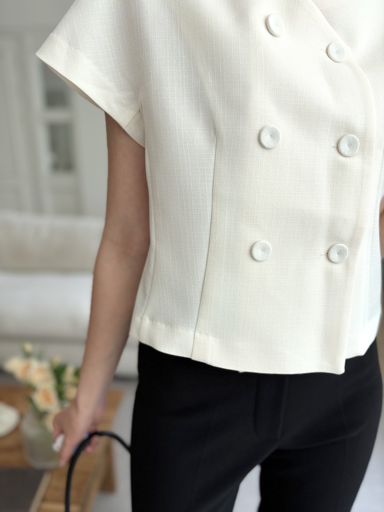 Chloe Double-Breasted Blouse (Ivory)