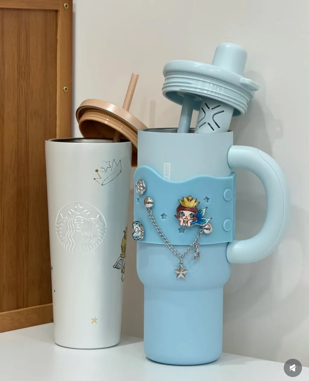 Starbucks中國限定 X Popmart   Molly20週年星Molly洞洞不鏽鋼杯 1170ml  