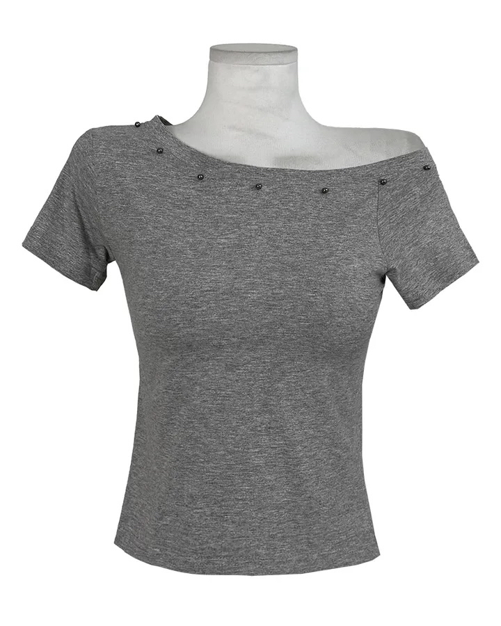 Asymmetric Studded Crop Top
