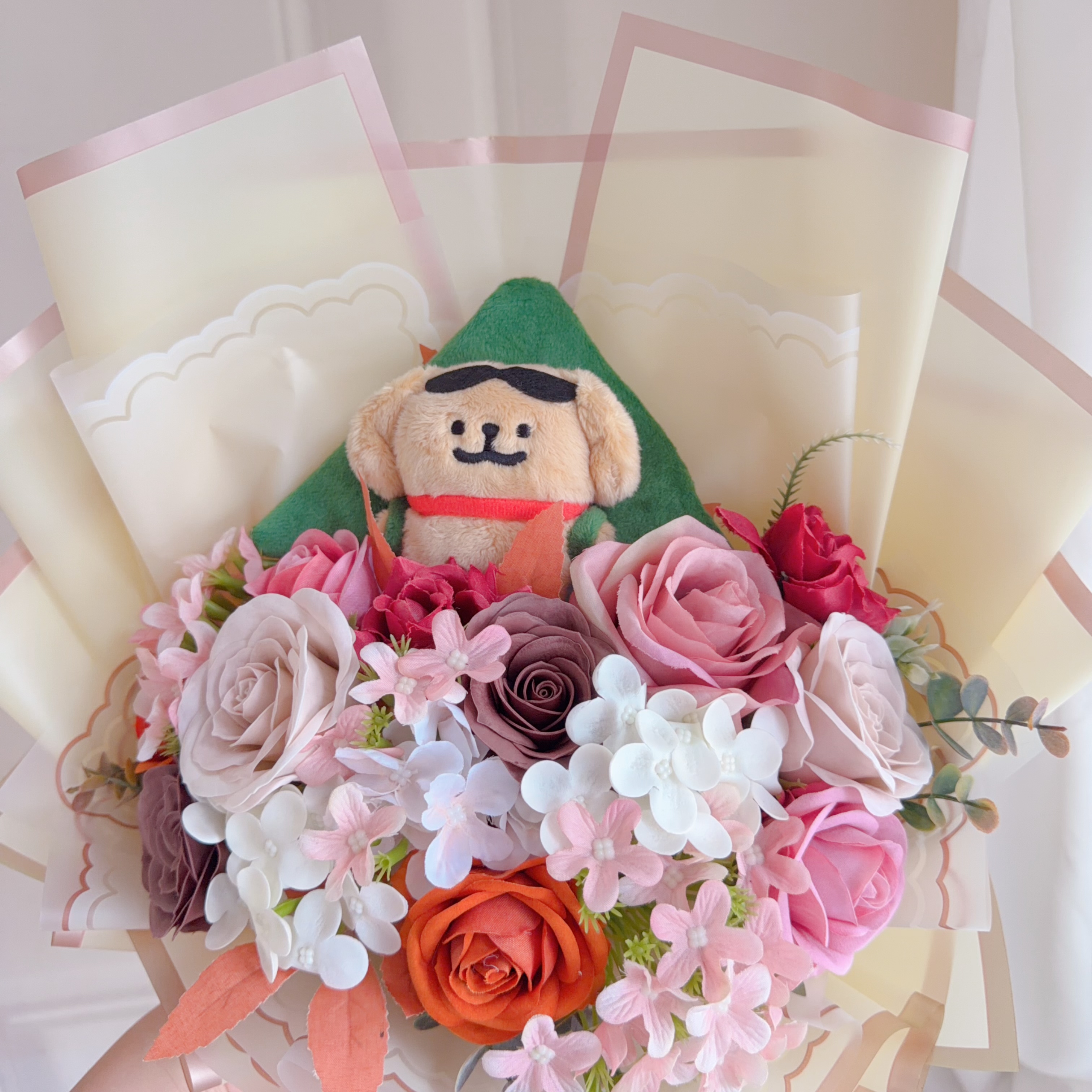 (現貨)線條小狗Maltese 小金毛花束