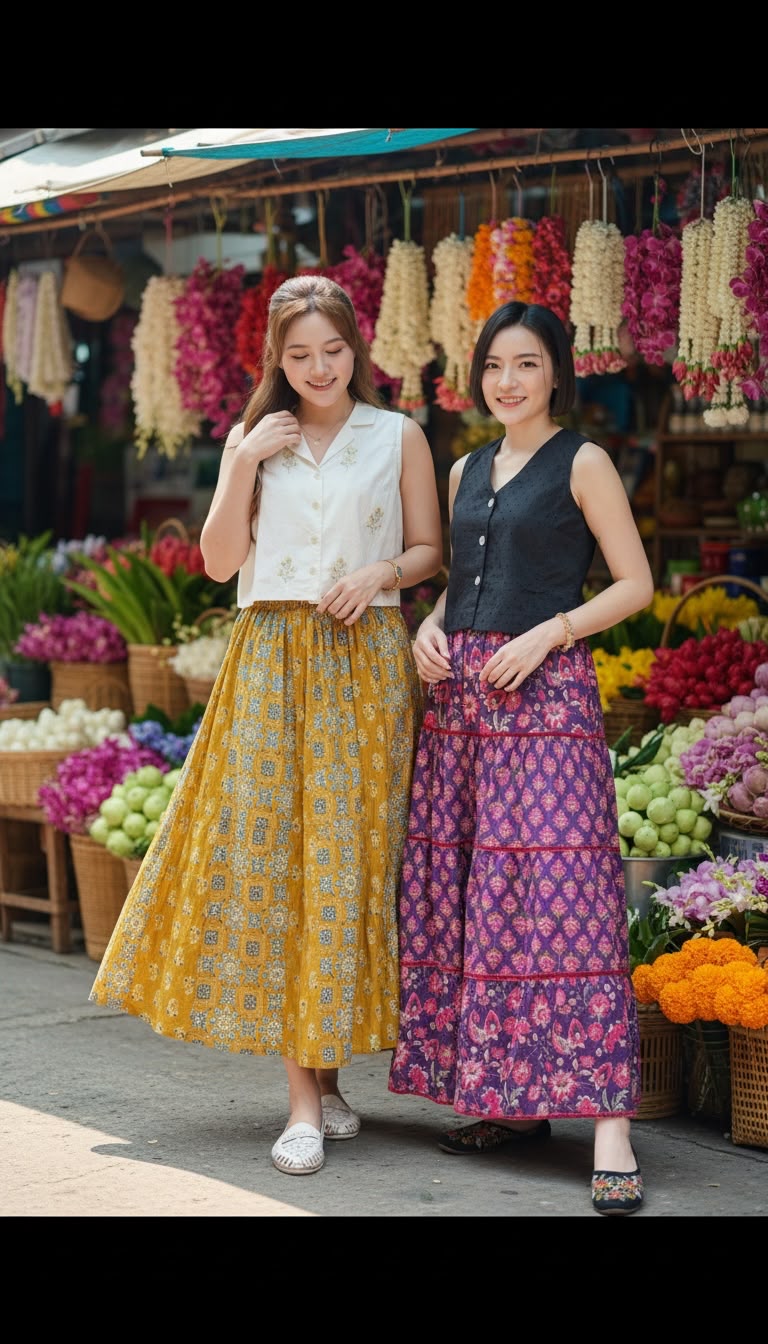 SSD004 Mustard Yellow Block Print Patch Work Skirt 37"